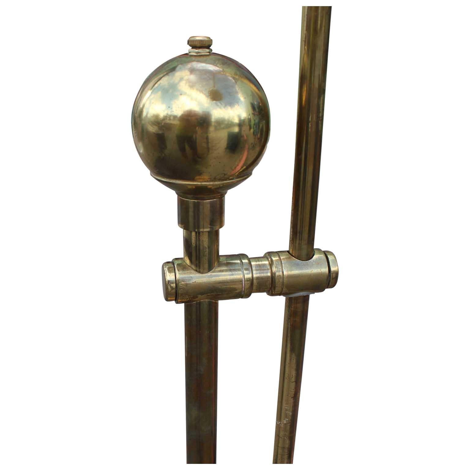 Late 20th Century Hollywood Regency Nautical Solid Brass Articulating Floor Reading Lamp