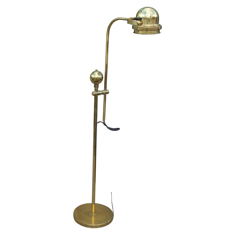 Hollywood Regency Nautical Solid Brass Articulating Floor Reading Lamp