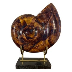 Hollywood Regency Nautilus Shell in Coconut Shell with Stand