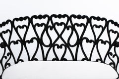 Hollywood Regency Neo Baroque Patio Love Seat Bench in Black Lacquer c. 1960