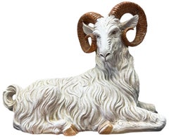 Hollywood Regency Neo-Classical Style Italian Terracotta Ram Figurine Sculpture