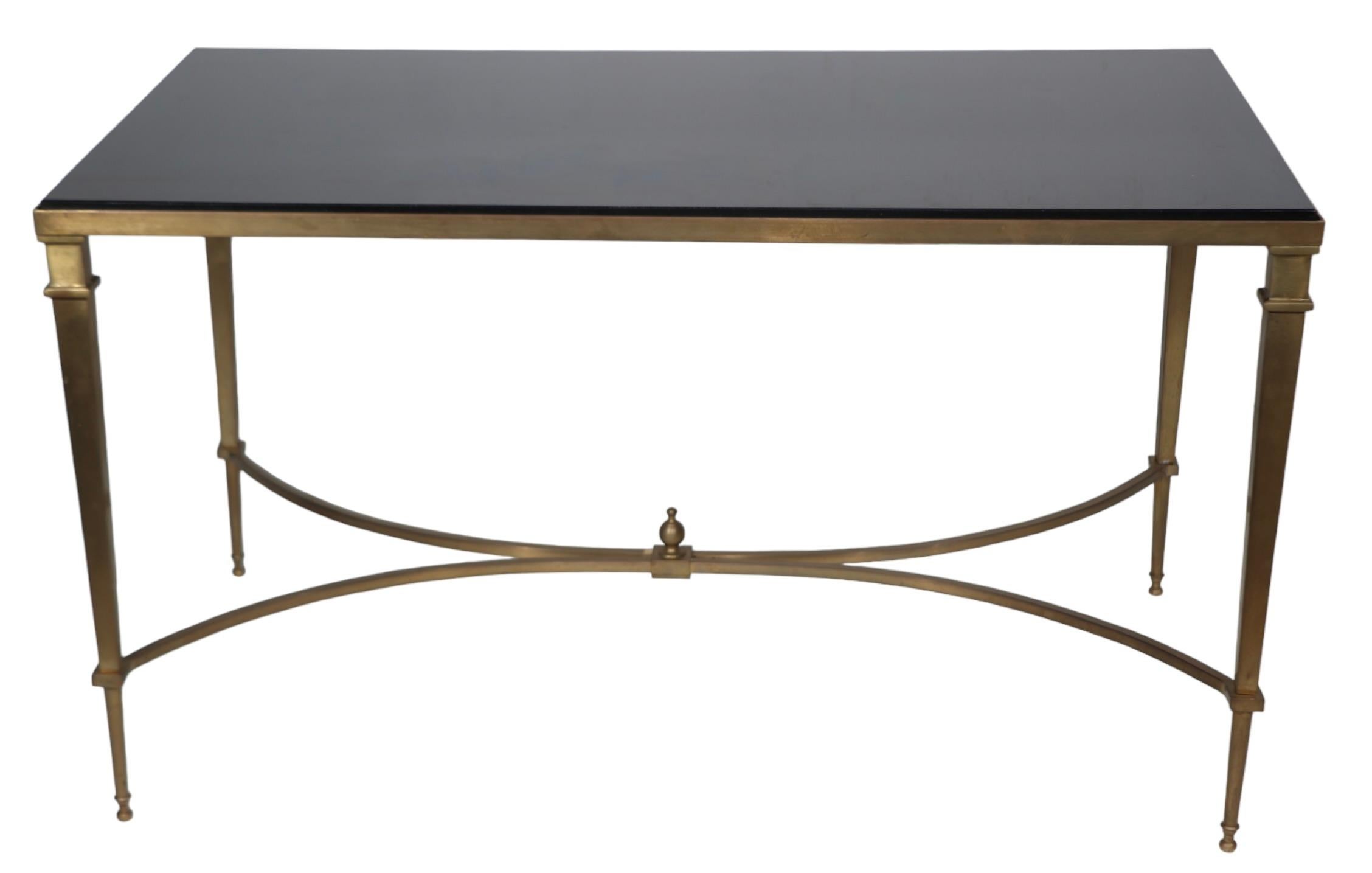 American Hollywood Regency Neoclassic Style Brass and Granite Coffee Table c 1960/70's  For Sale