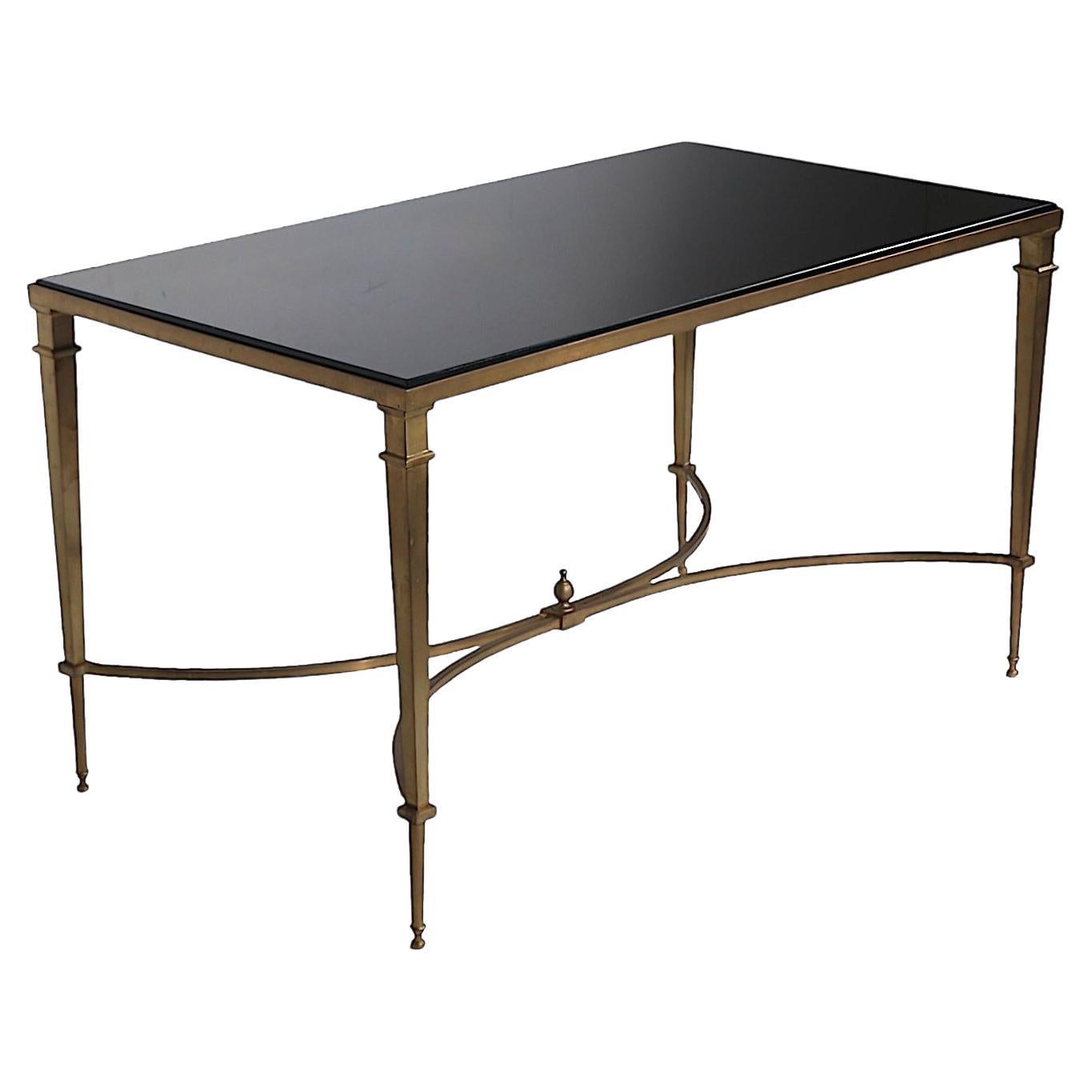 Hollywood Regency Neoclassic Style Brass and Granite Coffee Table c 1960/70's  For Sale