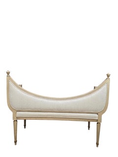 Hollywood Regency Neoclassical Curved Back Upholstered Bench