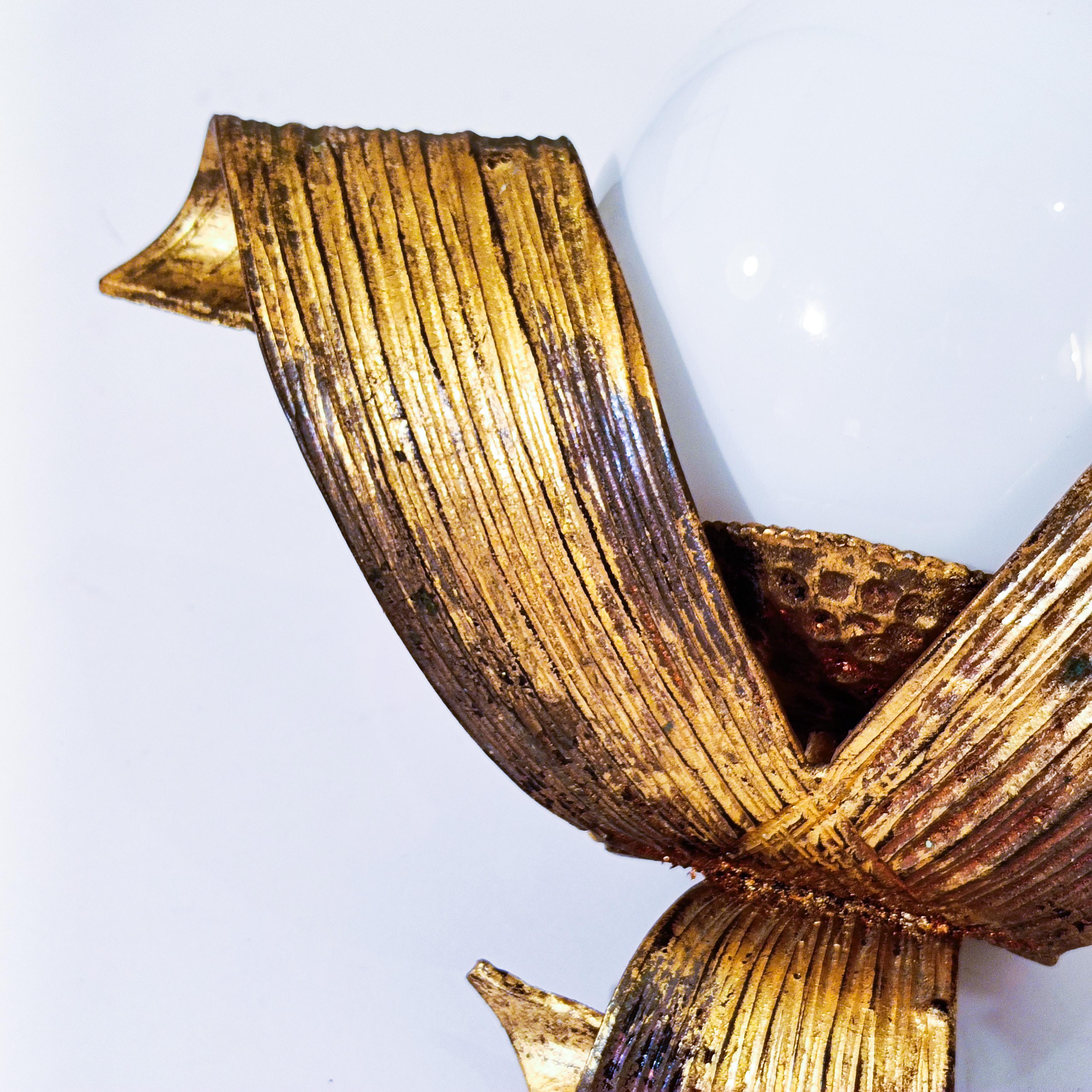 Hollywood Regency. Neoclassical gilded sconces by Ferro Art, Spain, 1950s For Sale 8