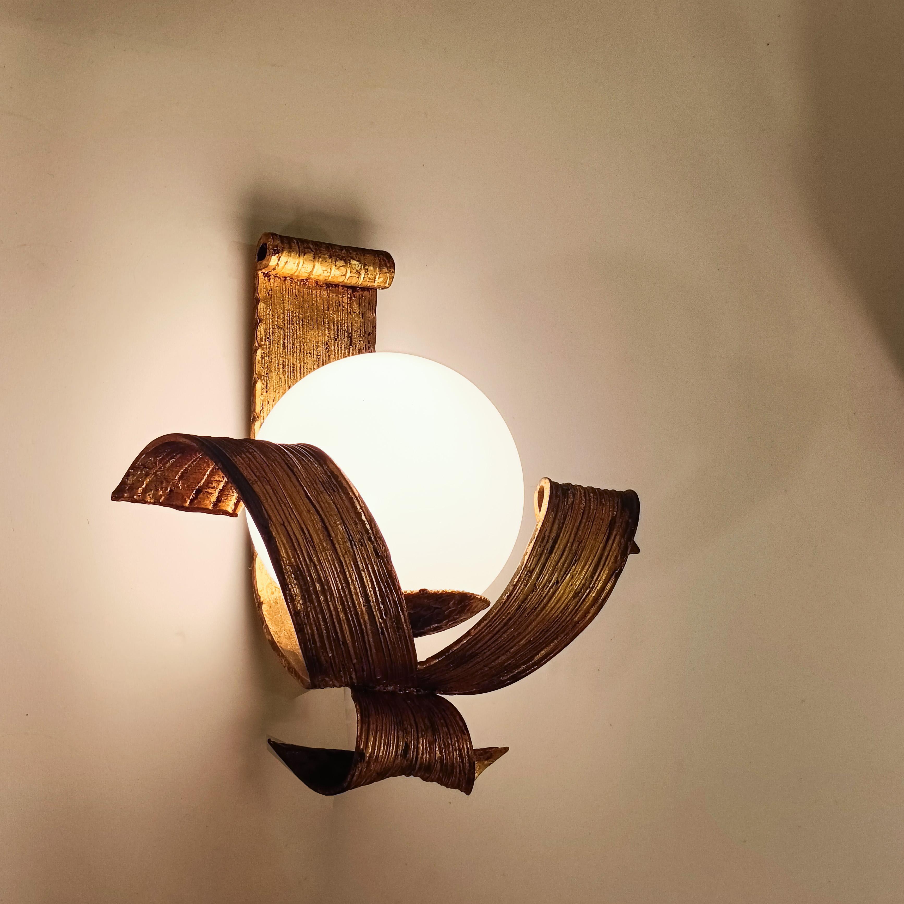 Mid-20th Century Hollywood Regency. Neoclassical gilded sconces by Ferro Art, Spain, 1950s For Sale