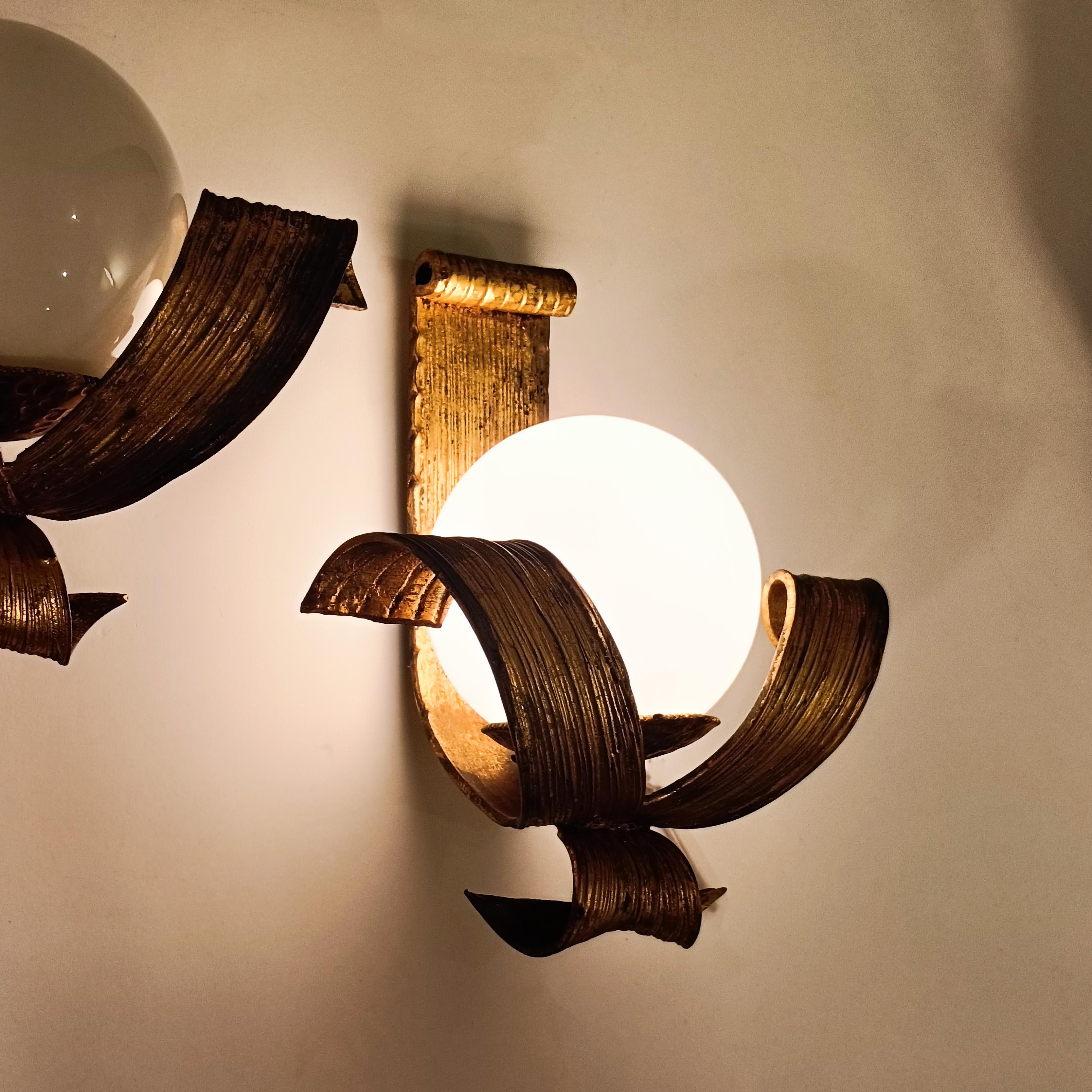 Hollywood Regency. Neoclassical gilded sconces by Ferro Art, Spain, 1950s For Sale 1