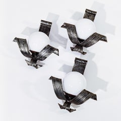 Hollywood Regency. Neoclassical silver sconces by Ferro Art, Spain, 1950s