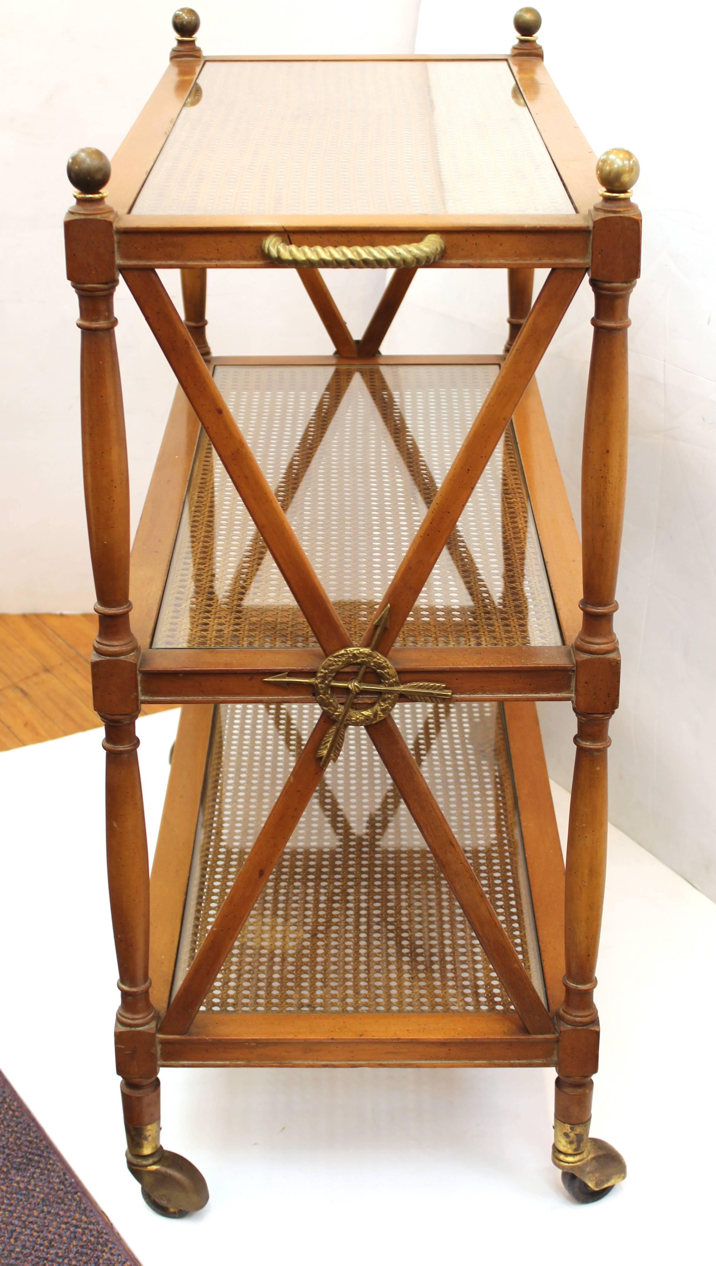 Hollywood Regency Neoclassical Style Bar Cart with Three Tiers In Good Condition In New York, NY