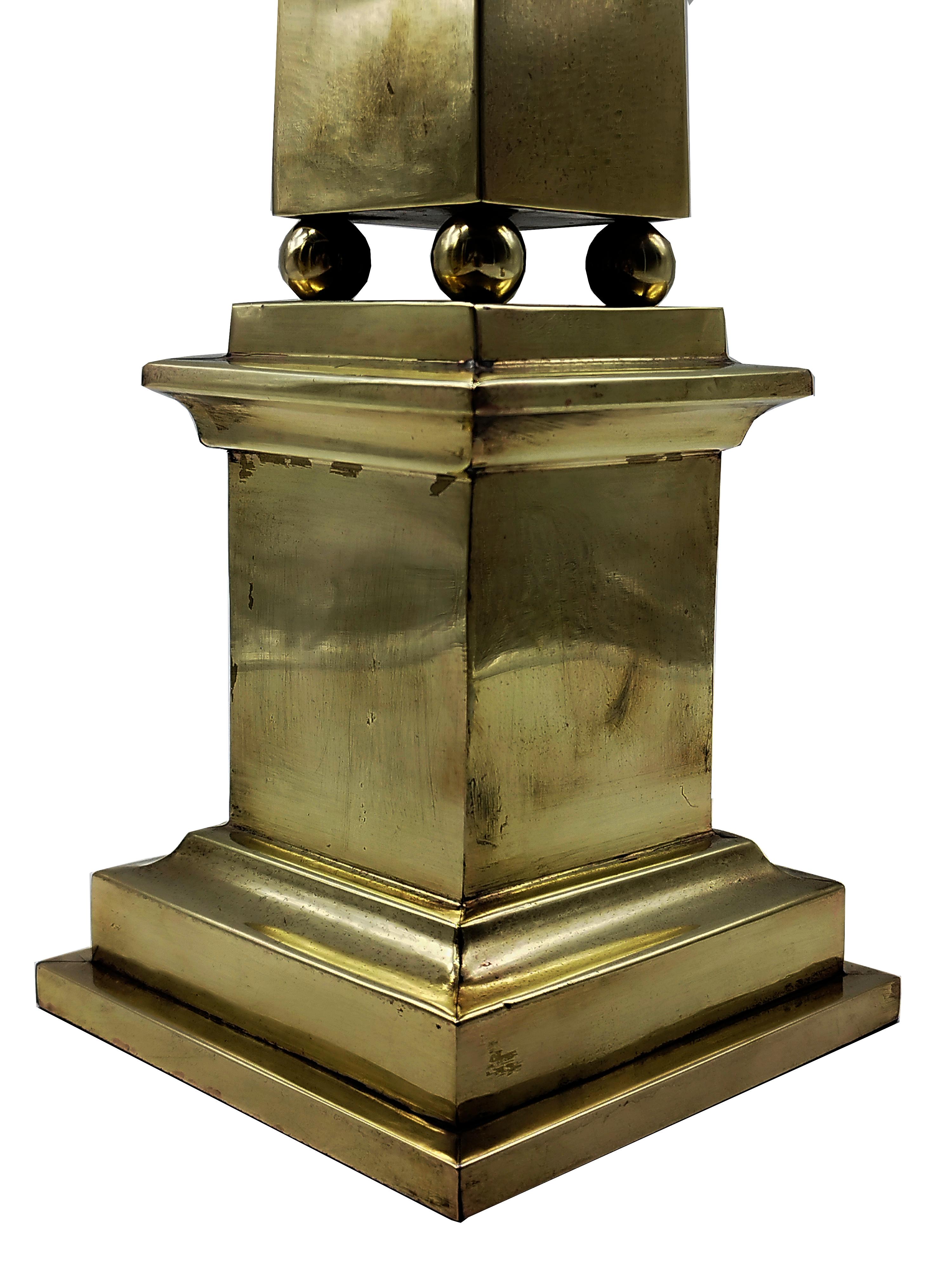 Late 20th Century Hollywood Regency Neoclassical Style Brass Obelisks, Italy 1970s