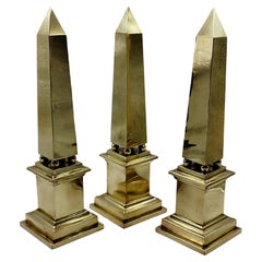 Hollywood Regency Neoclassical Style Brass Obelisks, Italy 1970s