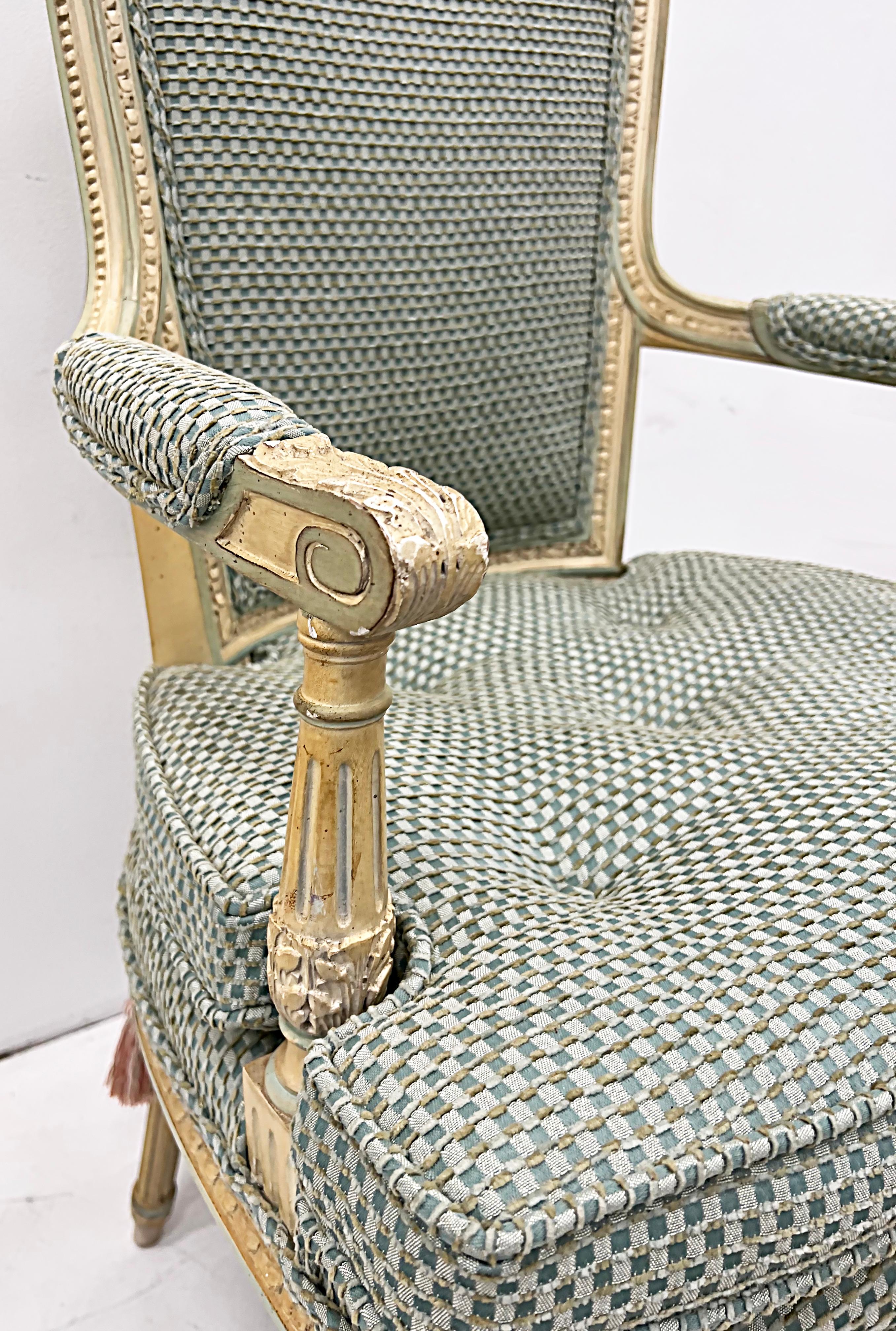 Hollywood Regency Neoclassical Style High Back Armchairs For Sale 4