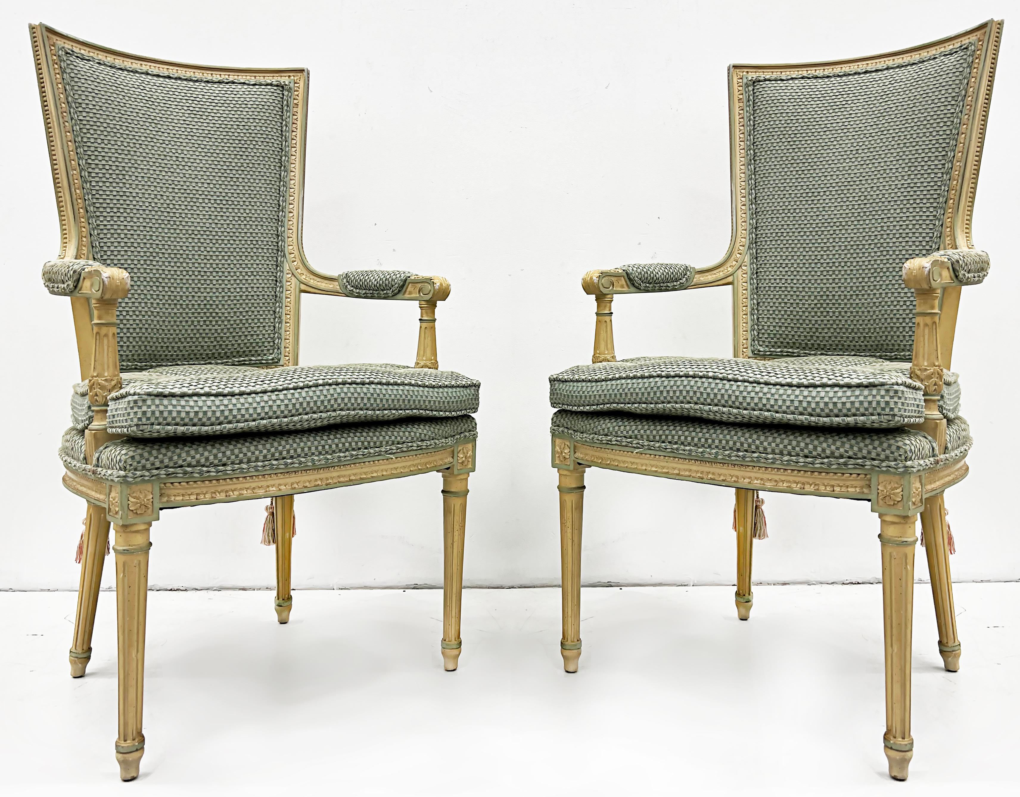 Hollywood Regency Neoclassical Style High Back Armchairs For Sale 2