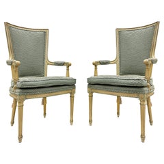 Hollywood Regency Neoclassical Style High Back Armchairs