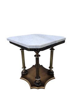Hollywood Regency Style Marble Top Side Table