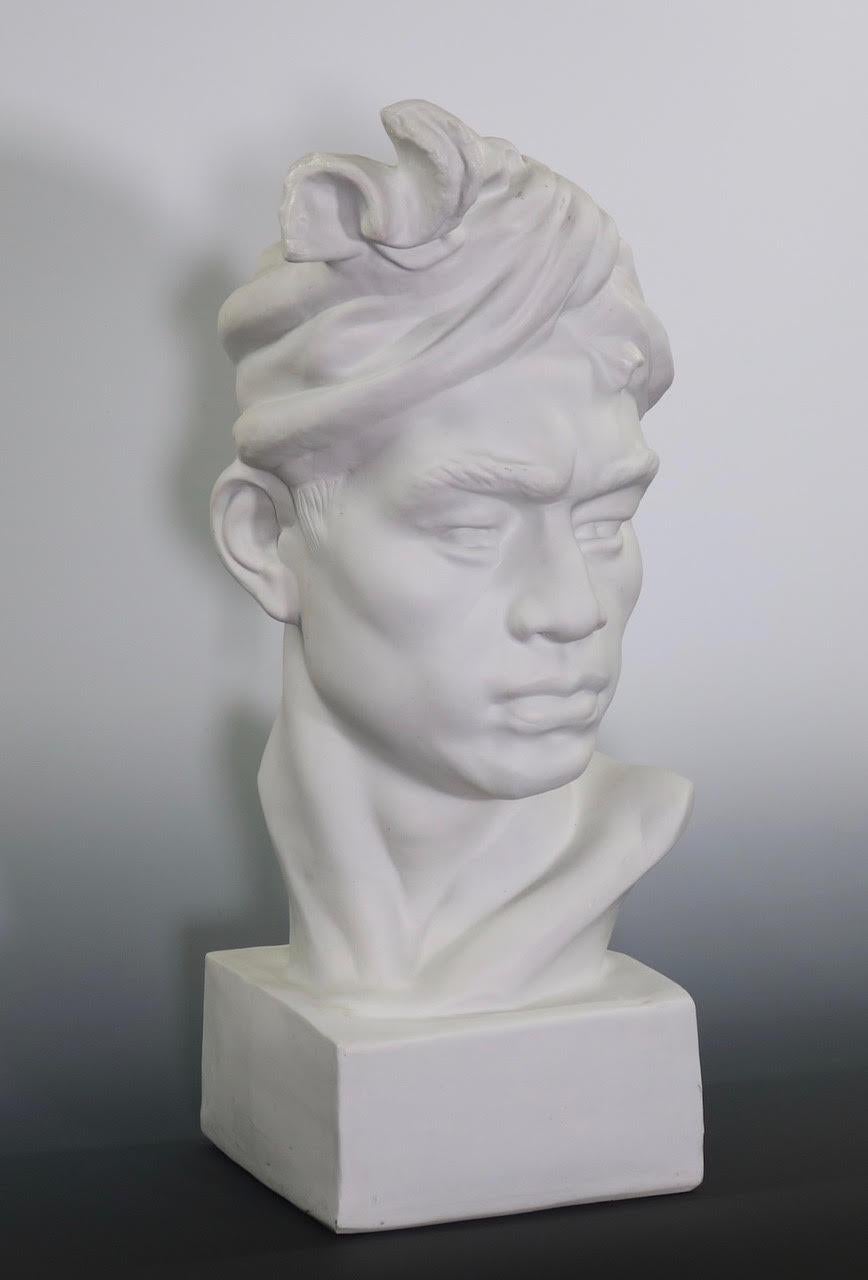 Porcelain Hollywood Regency Neoclassical Style Parian Bust of Man Wearing a Turban