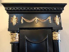 Hollywood Regency Neoclassical Style Pedestal Ebonized and Parcel Gilt Decorated