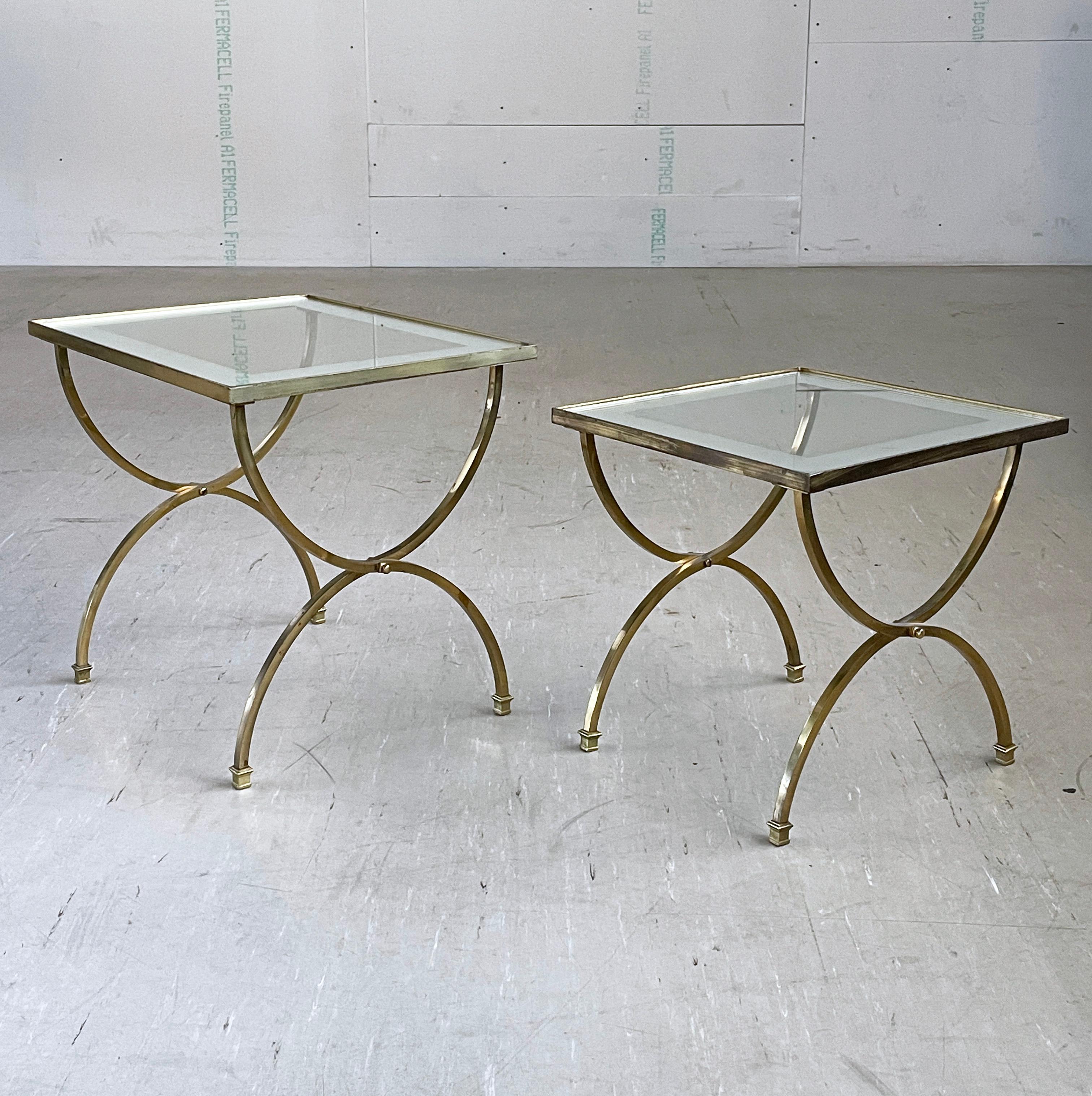 Glass Hollywood Regency Nest of Tables For Sale