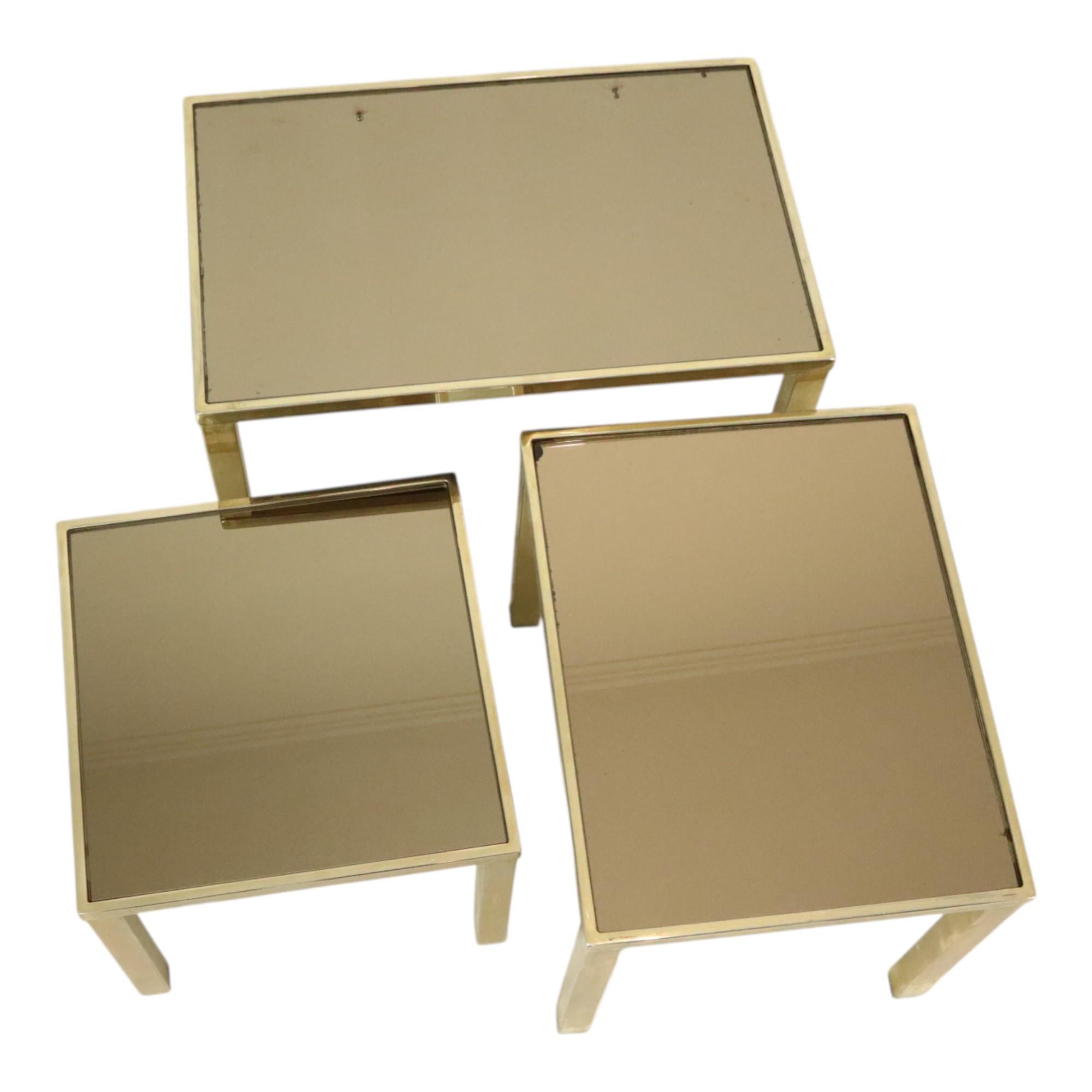 Mesas nido Hollywood Regency Belgo Chrome chapadas en oro de 23 quilates en venta 2