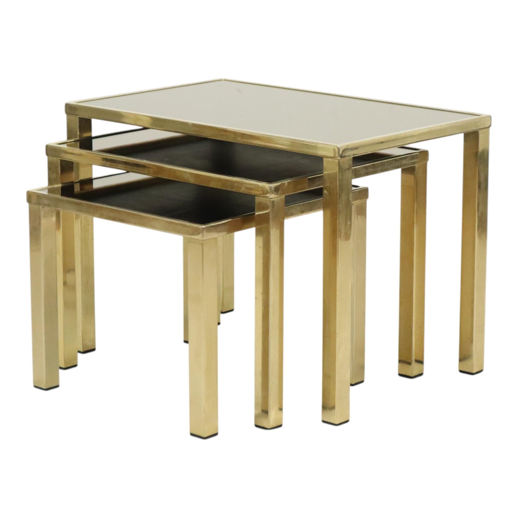 Mesas nido Hollywood Regency Belgo Chrome chapadas en oro de 23 quilates Regencia de Hollywood en venta