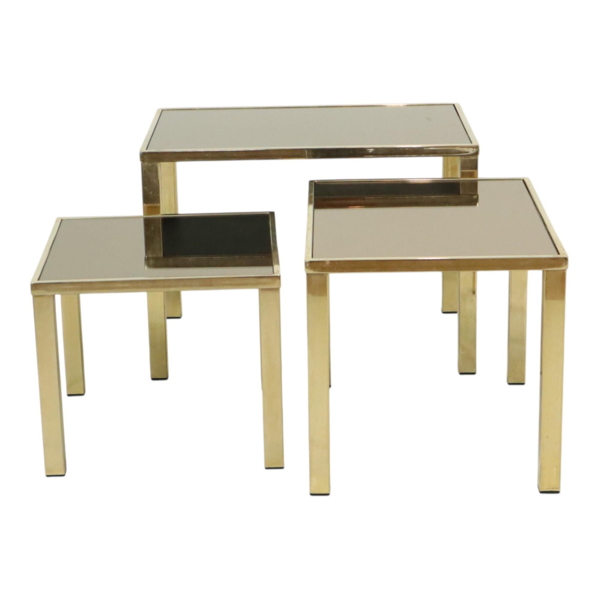 Mesas nido Hollywood Regency Belgo Chrome chapadas en oro de 23 quilates en venta 1