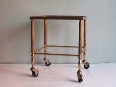 Hollywood Regency Nesting Tables, Brass Frame and Smoked Glass Top