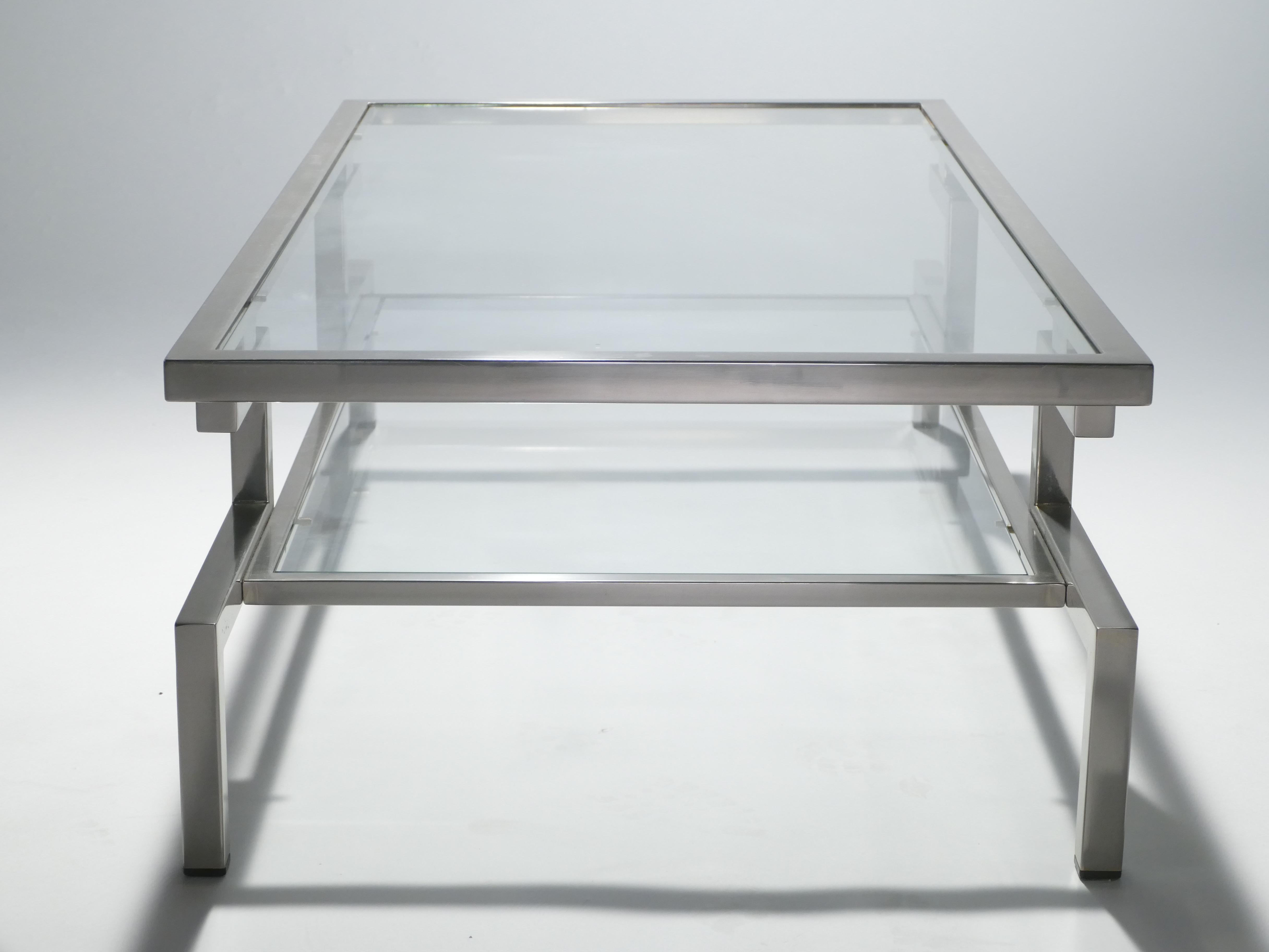 Hollywood Regency Nickel Coffee Table Guy Lefevre for Maison Jansen, 1970s In Good Condition In Paris, IDF