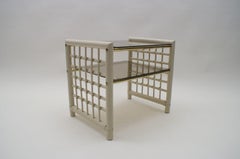 Hollywood Regency Nightstand Made in Bamboo, Brass with Smoked Glass, 1970s