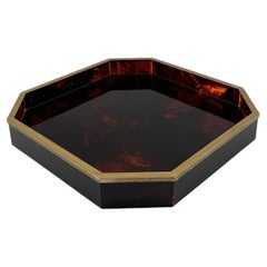 Hollywood regency octagonal tray, Italy 1970s