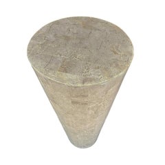 Hollywood Regency Off-White Tessellated Stone or Marble Tall Display Pedestal