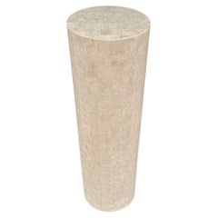 Hollywood Regency Off-White Tessellated Stone or Marble Tall Display Pedestal