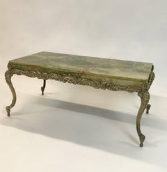 Hollywood Regency Onyx and Cast Bronze Cocktail Table