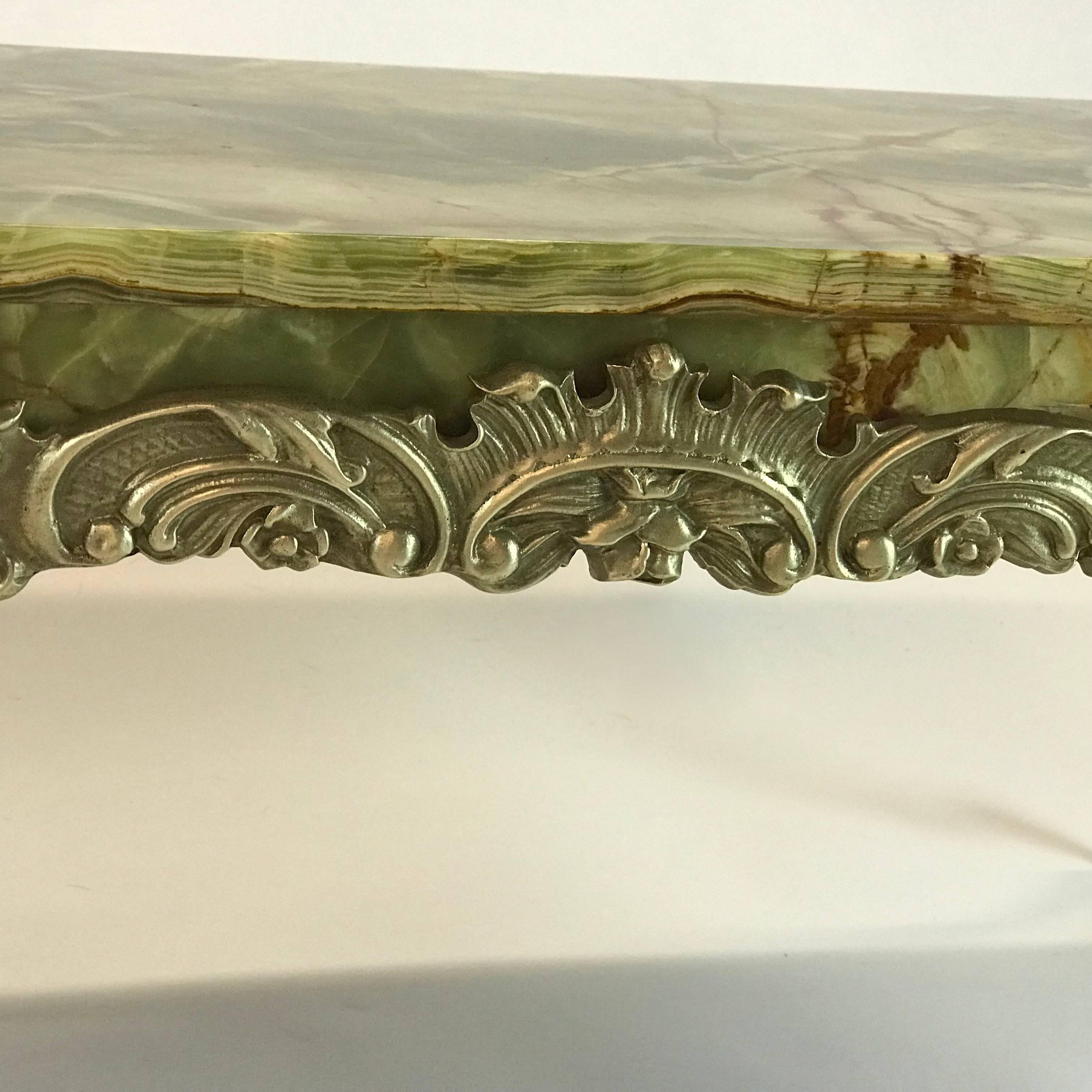 Hollywood Regency Onyx and Cast Bronze Cocktail Table In Good Condition For Sale In Brooklyn, NY