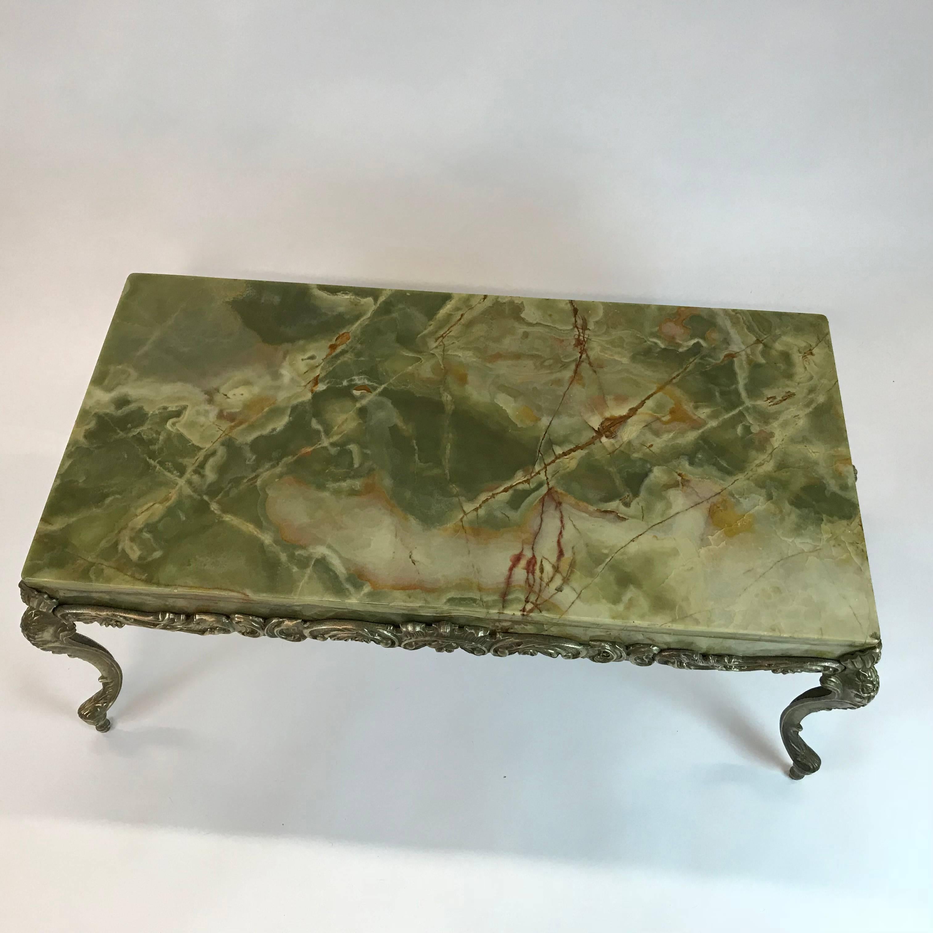 20th Century Hollywood Regency Onyx and Cast Bronze Cocktail Table For Sale