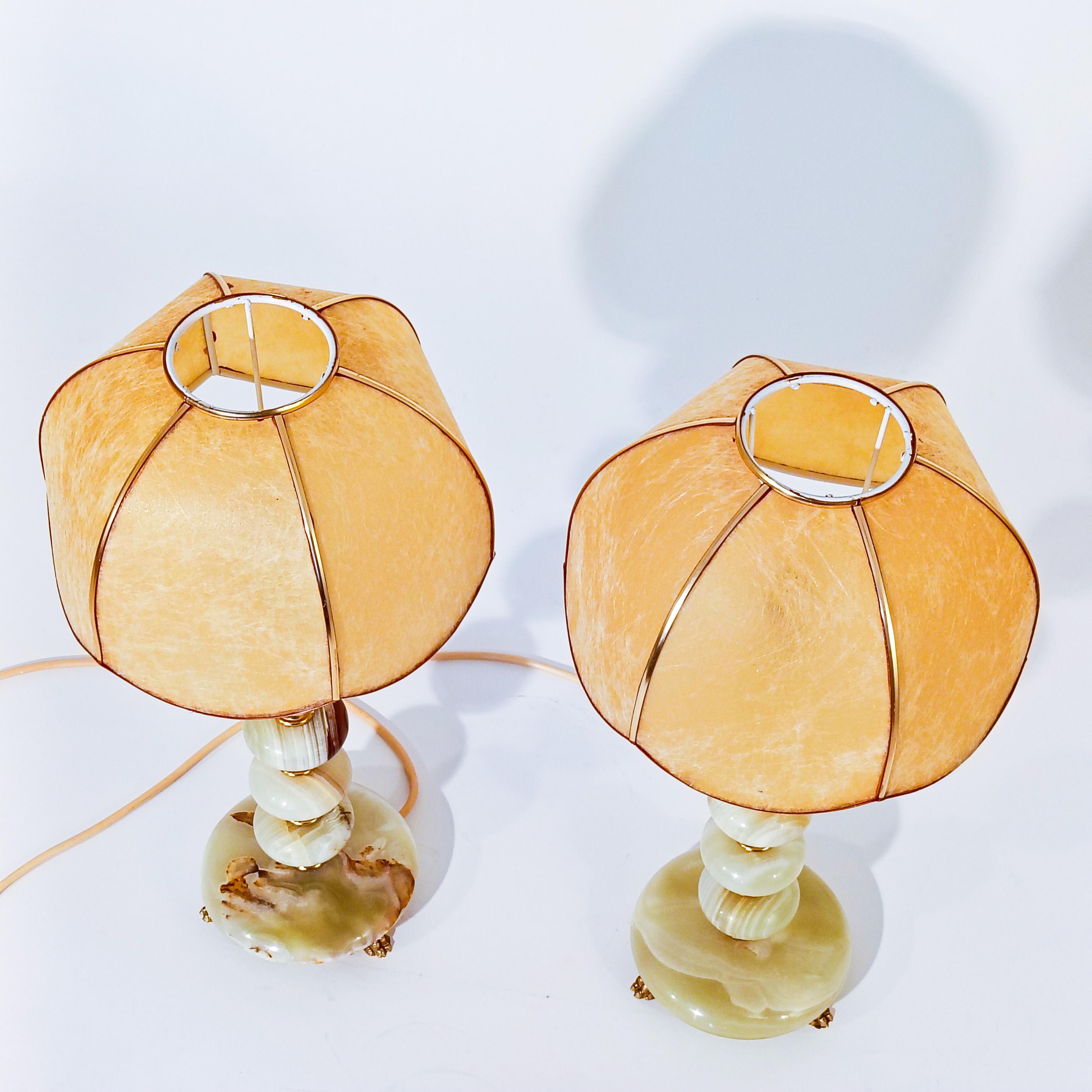 Hollywood Regency. Lampade da tavolo in onice di Maison Honoré, Francia, anni '50 in vendita 3