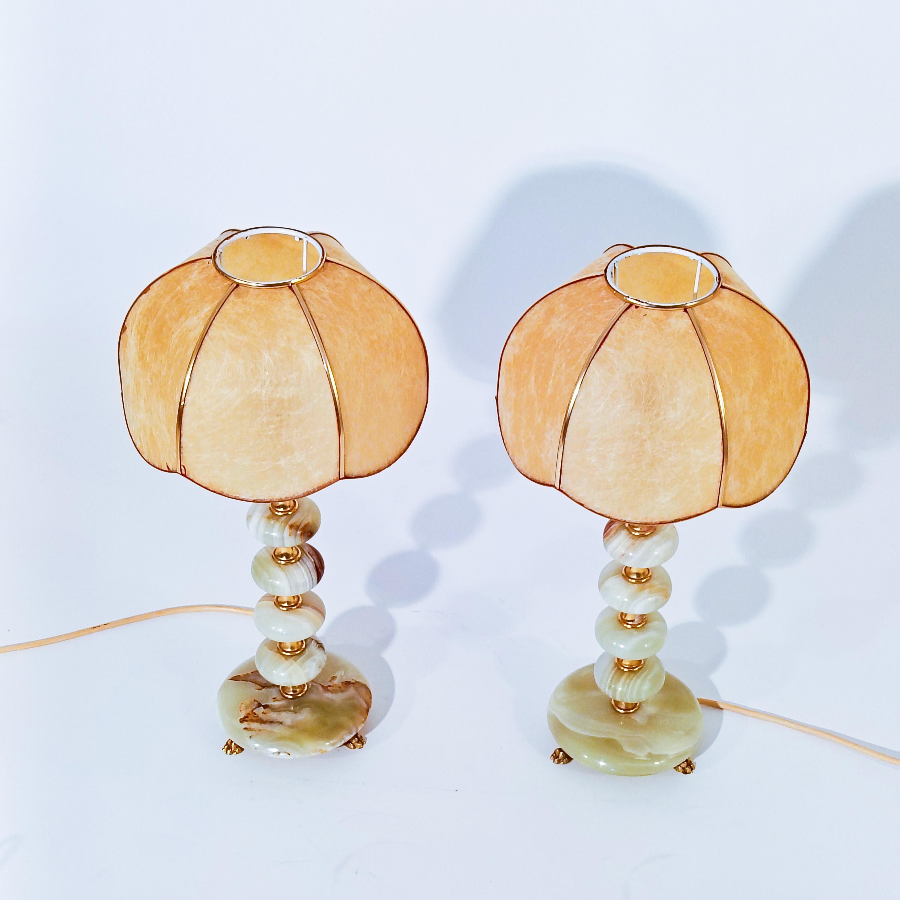 Francese Hollywood Regency. Lampade da tavolo in onice di Maison Honoré, Francia, anni '50 in vendita