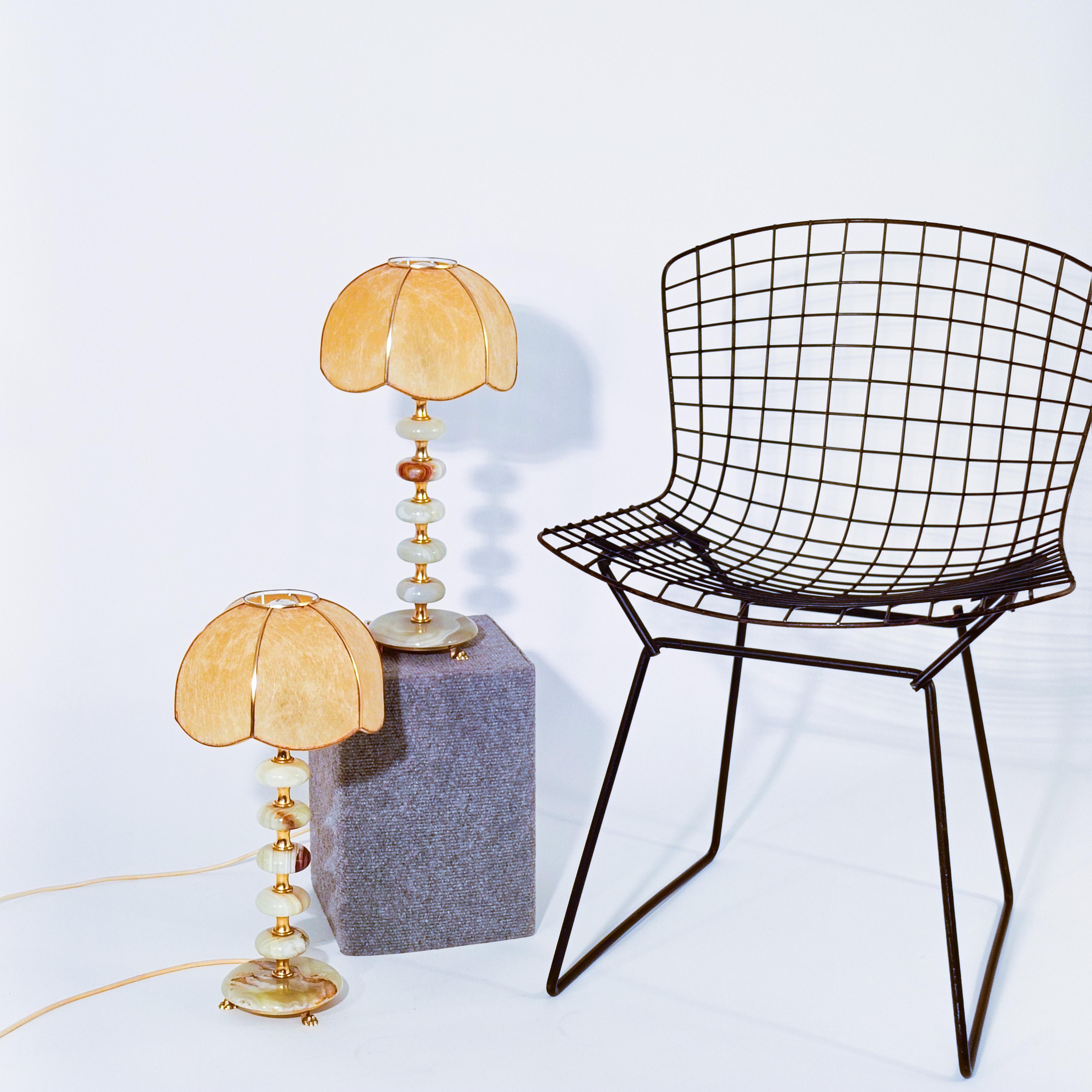 Fatto a mano Hollywood Regency. Lampade da tavolo in onice di Maison Honoré, Francia, anni '50 in vendita