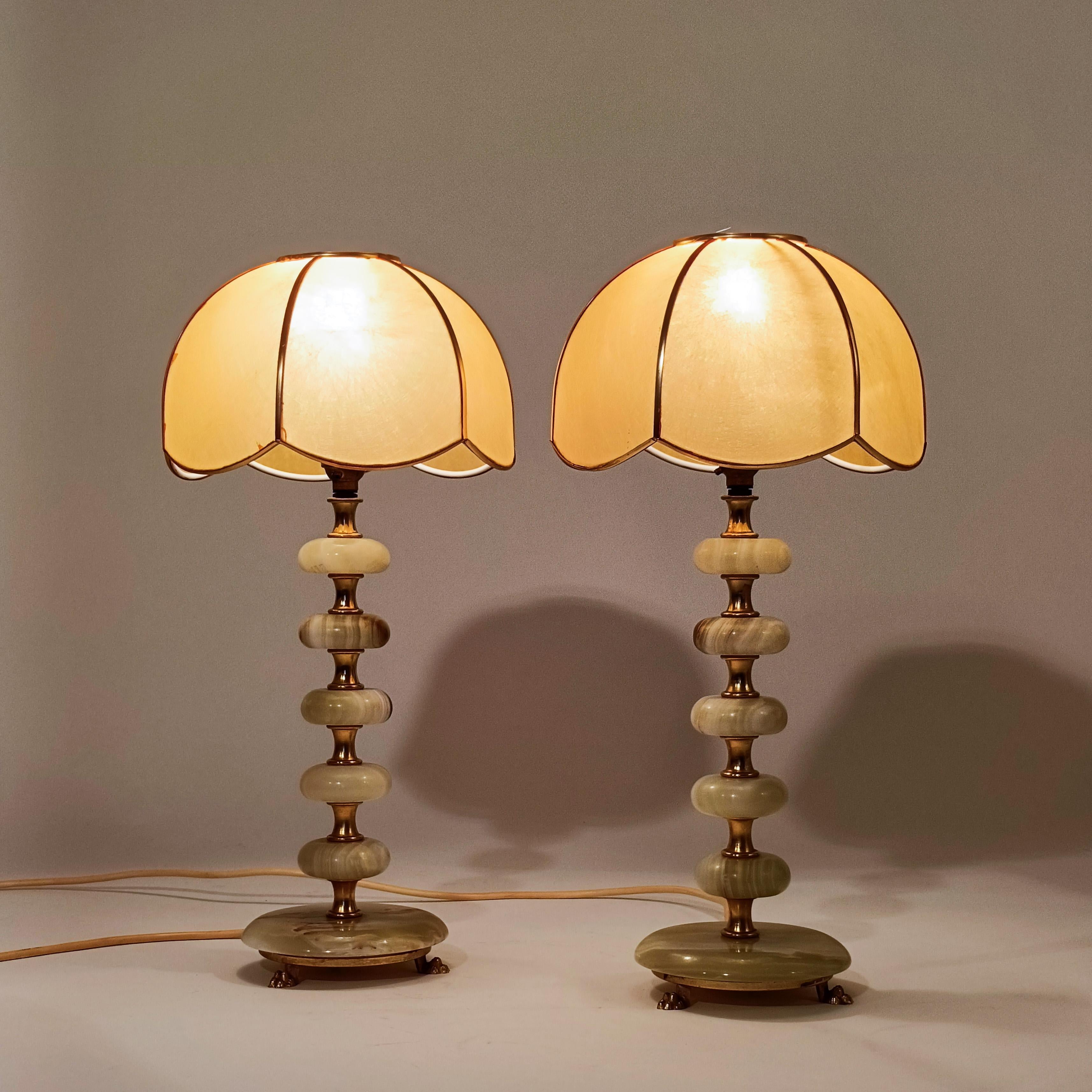 Hollywood Regency. Lampade da tavolo in onice di Maison Honoré, Francia, anni '50 In condizioni buone in vendita a SANT ADRIÀ DE BESÒS, ES