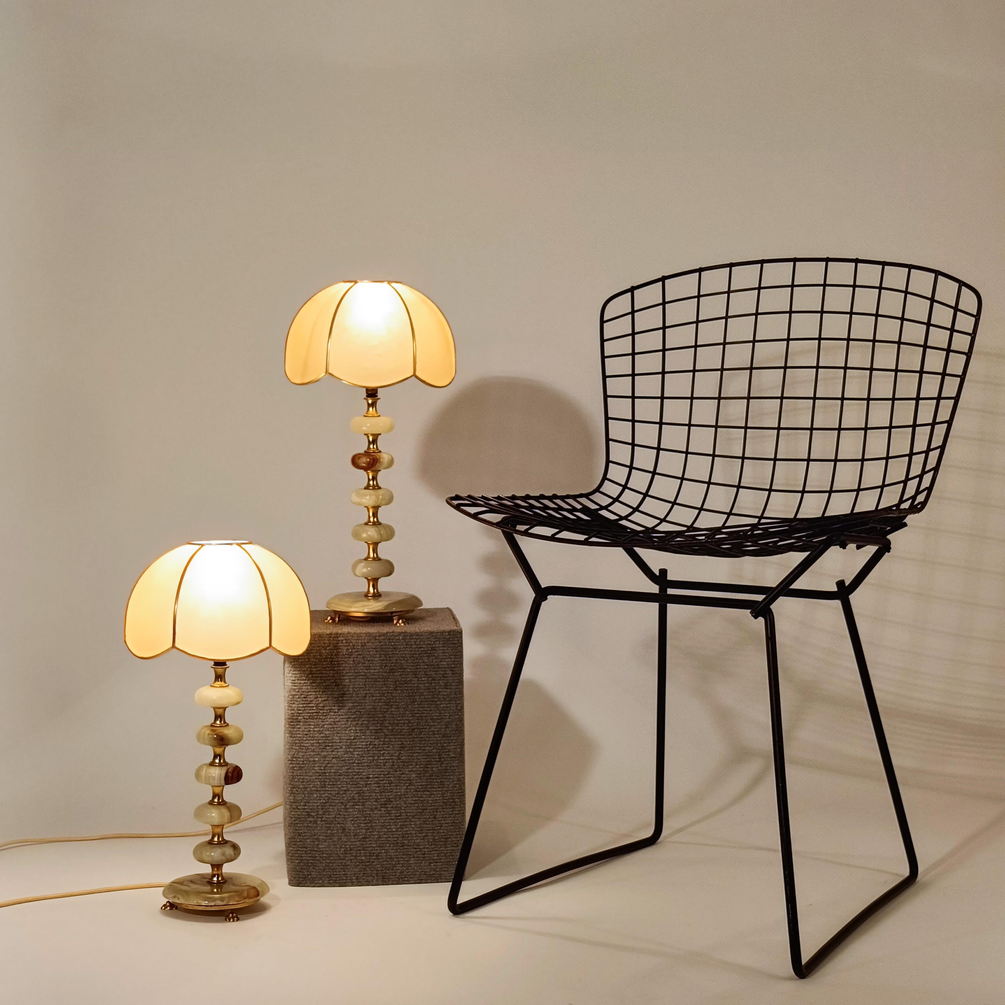 Hollywood Regency. Lampade da tavolo in onice di Maison Honoré, Francia, anni '50 in vendita 1