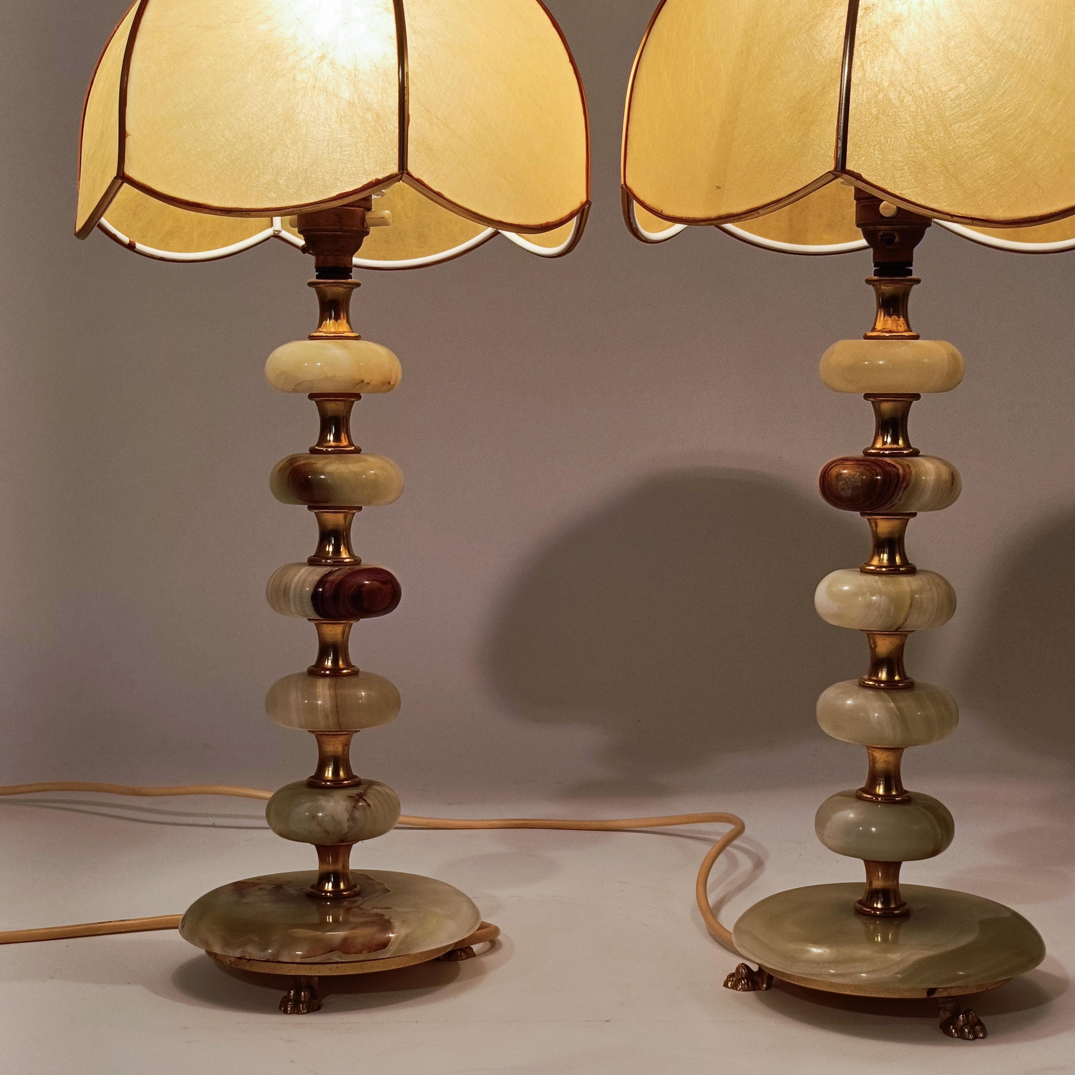 Hollywood Regency. Lampade da tavolo in onice di Maison Honoré, Francia, anni '50 in vendita 2