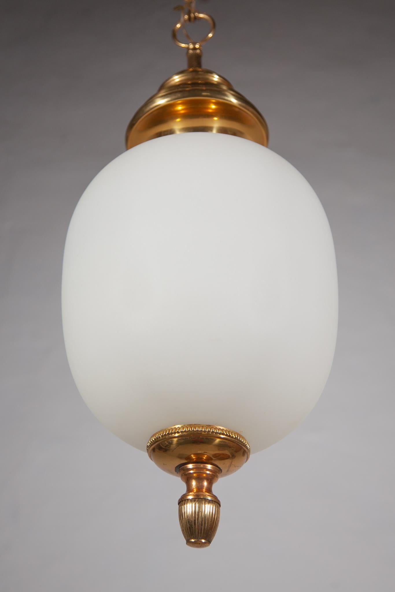 Mid-20th Century Hollywood Regency Opaline 1950s 'China' Pendant Lamp, Italy For Sale