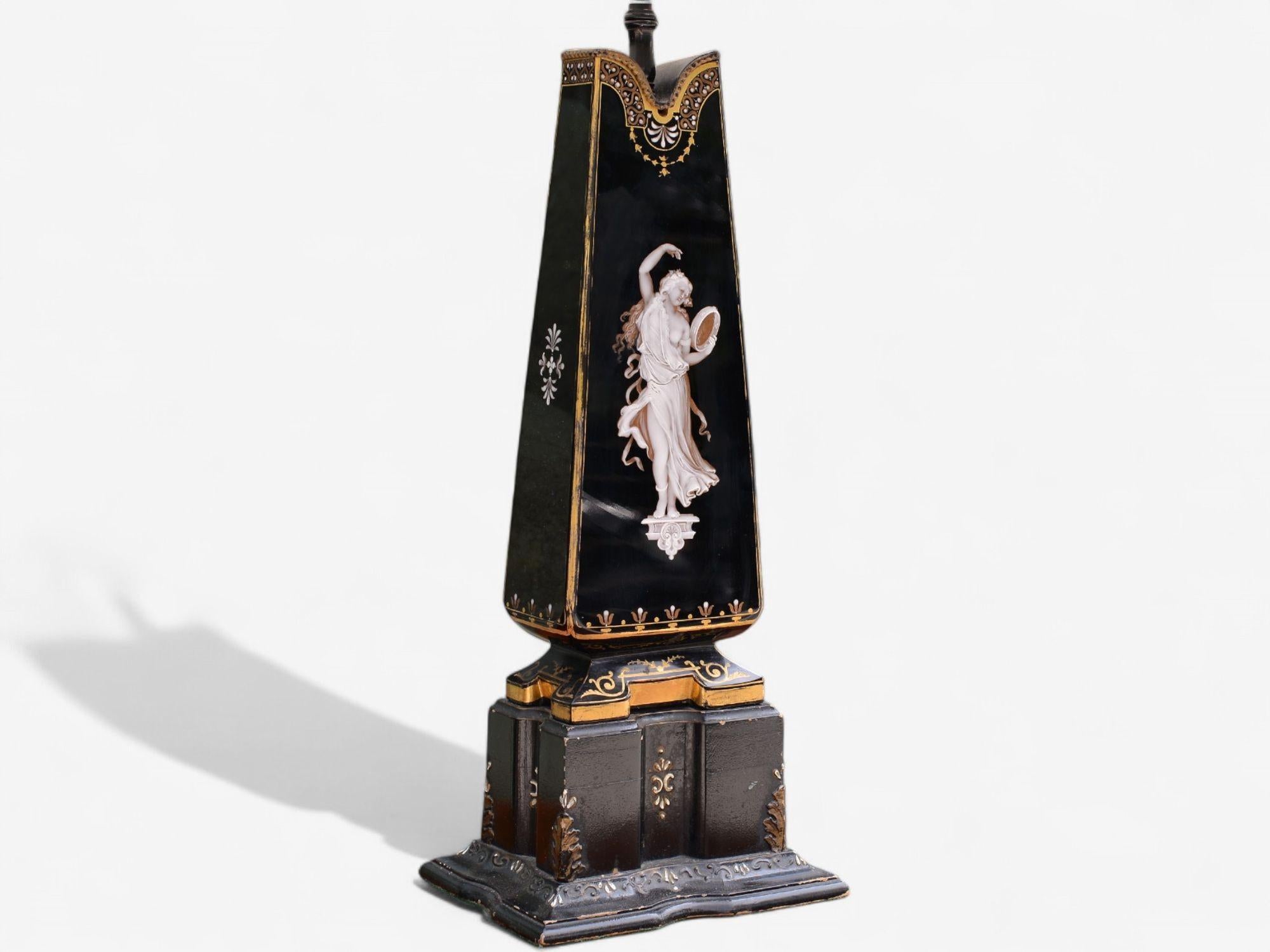 Hollywood Regency, Opaline, Bronze, Painted Table Lamps, France, 1920s In Good Condition For Sale In Manhasset, NY