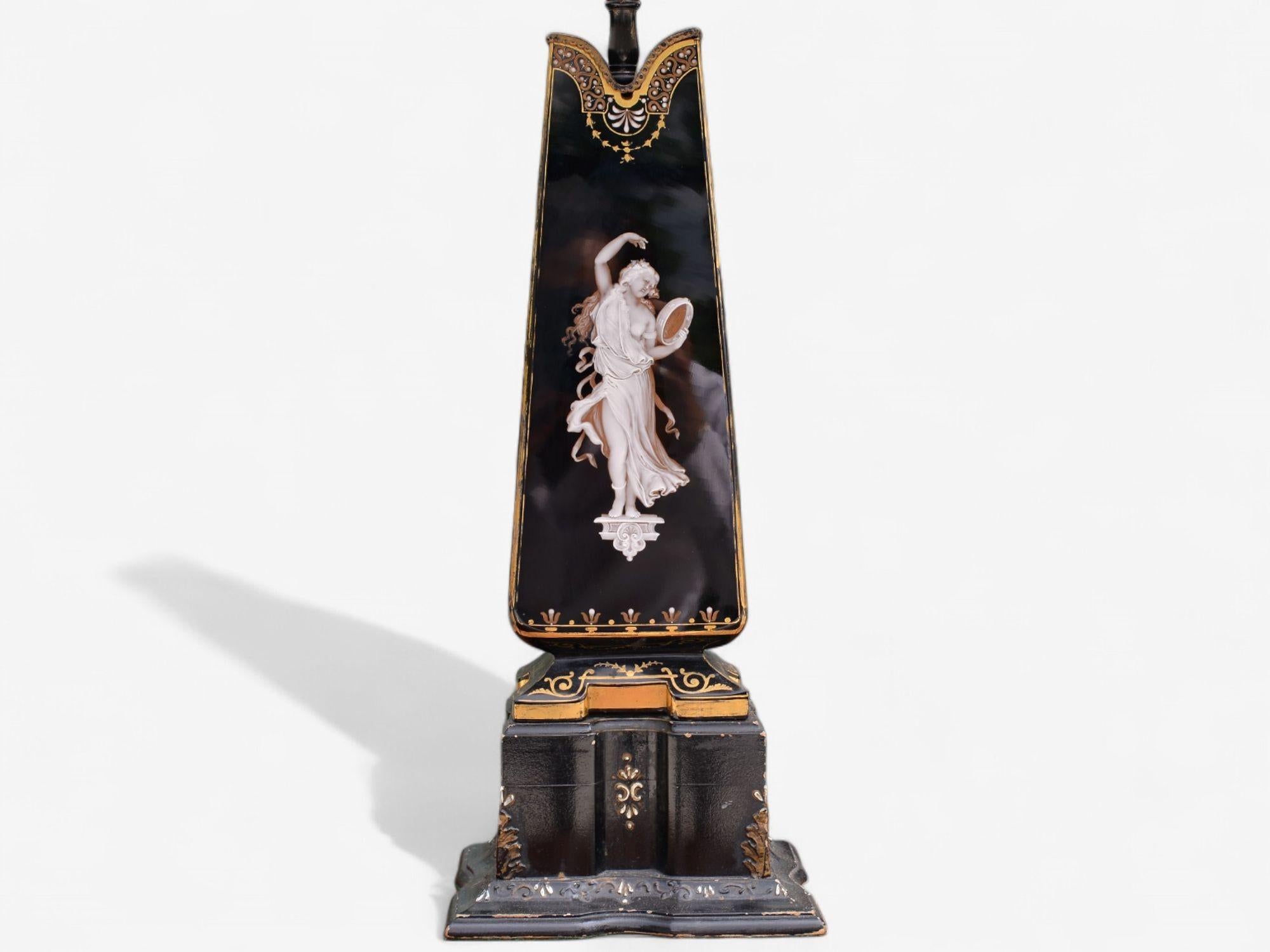 Early 20th Century Hollywood Regency, Opaline, Bronze, Painted Table Lamps, France, 1920s For Sale