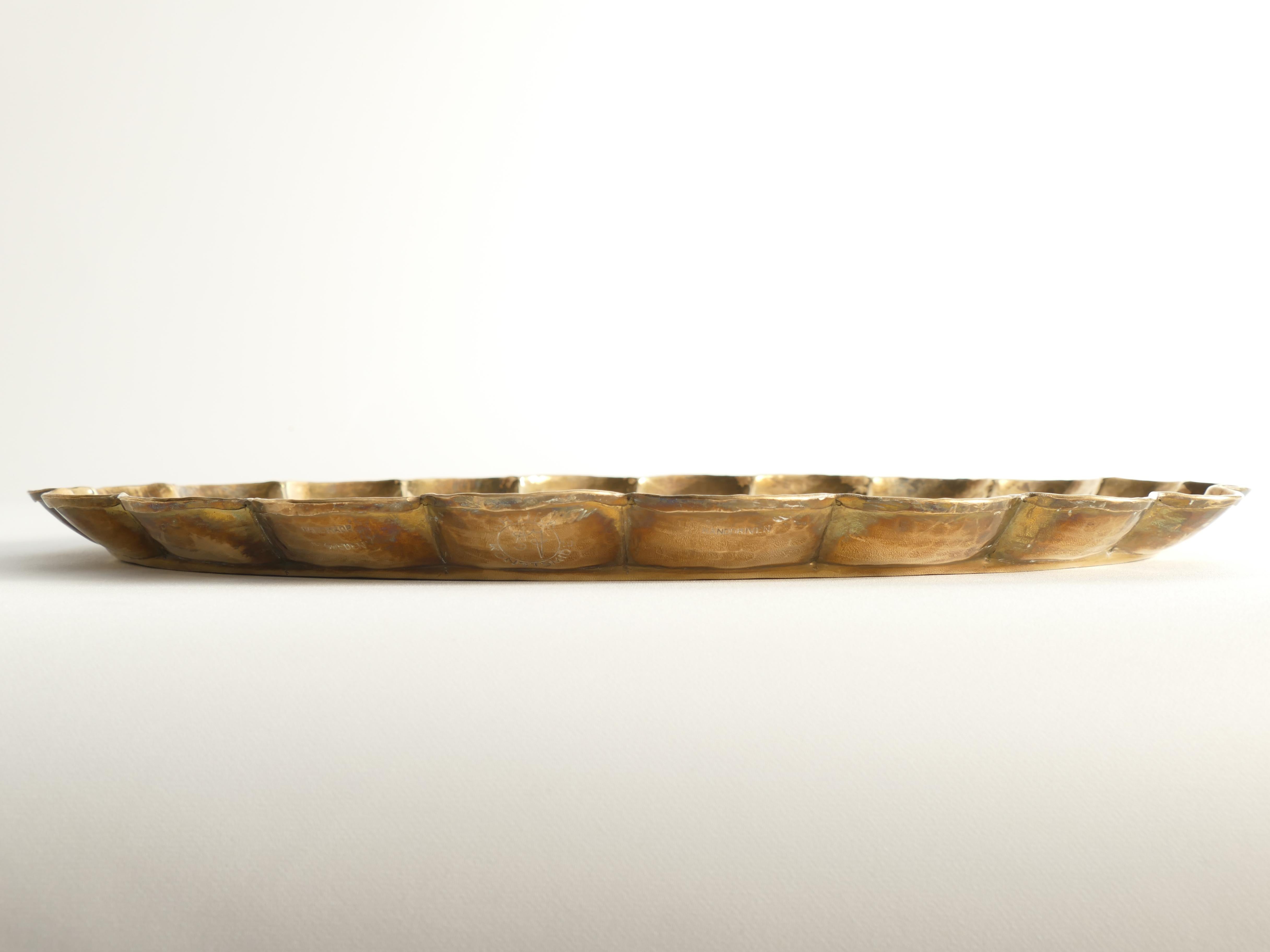 Hollywood Regency Oval Brass Tray by Arvid Johansson, Arvika Konstsmide, Sweden 5