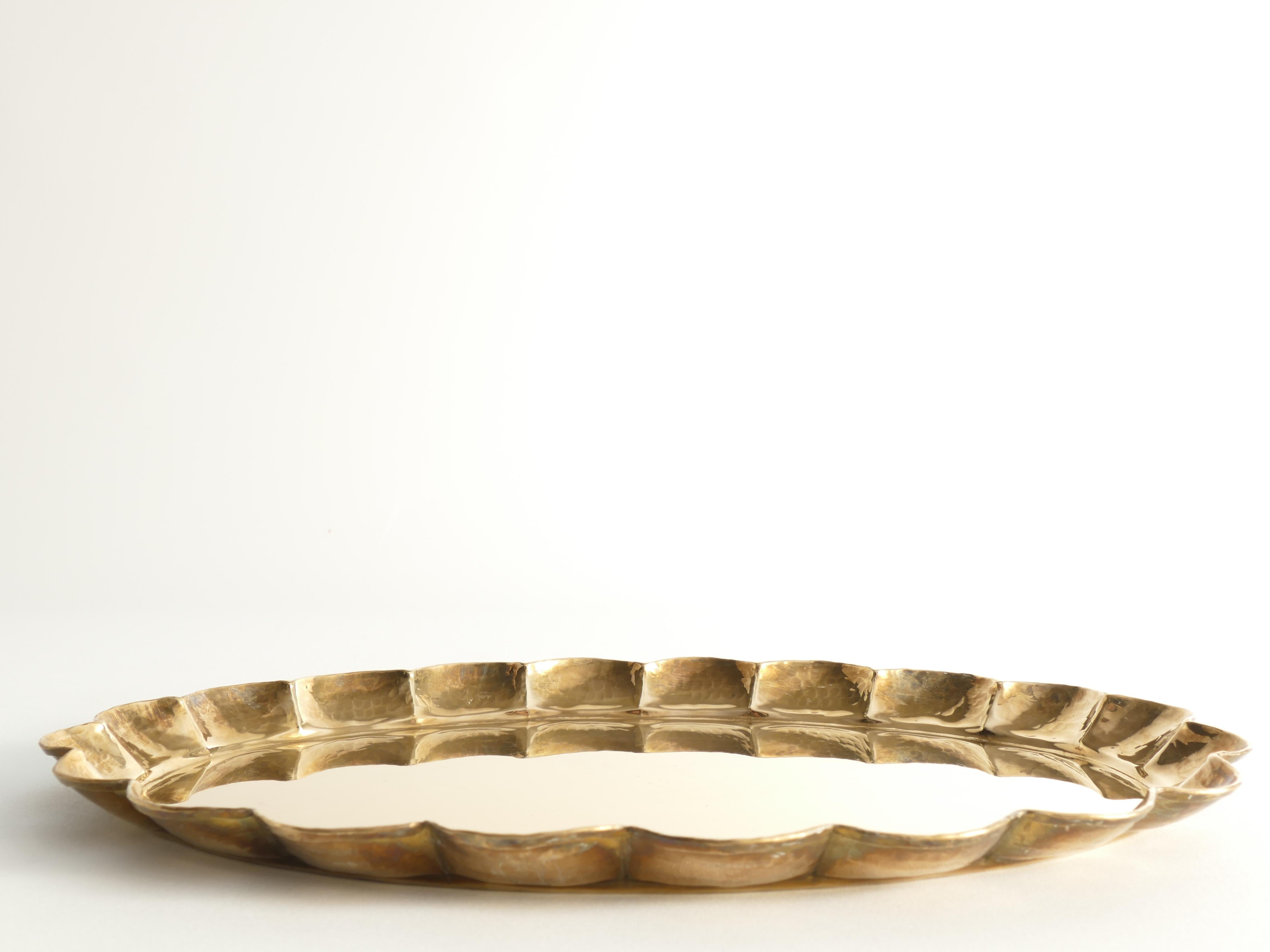 Hollywood Regency Oval Brass Tray by Arvid Johansson, Arvika Konstsmide, Sweden 6