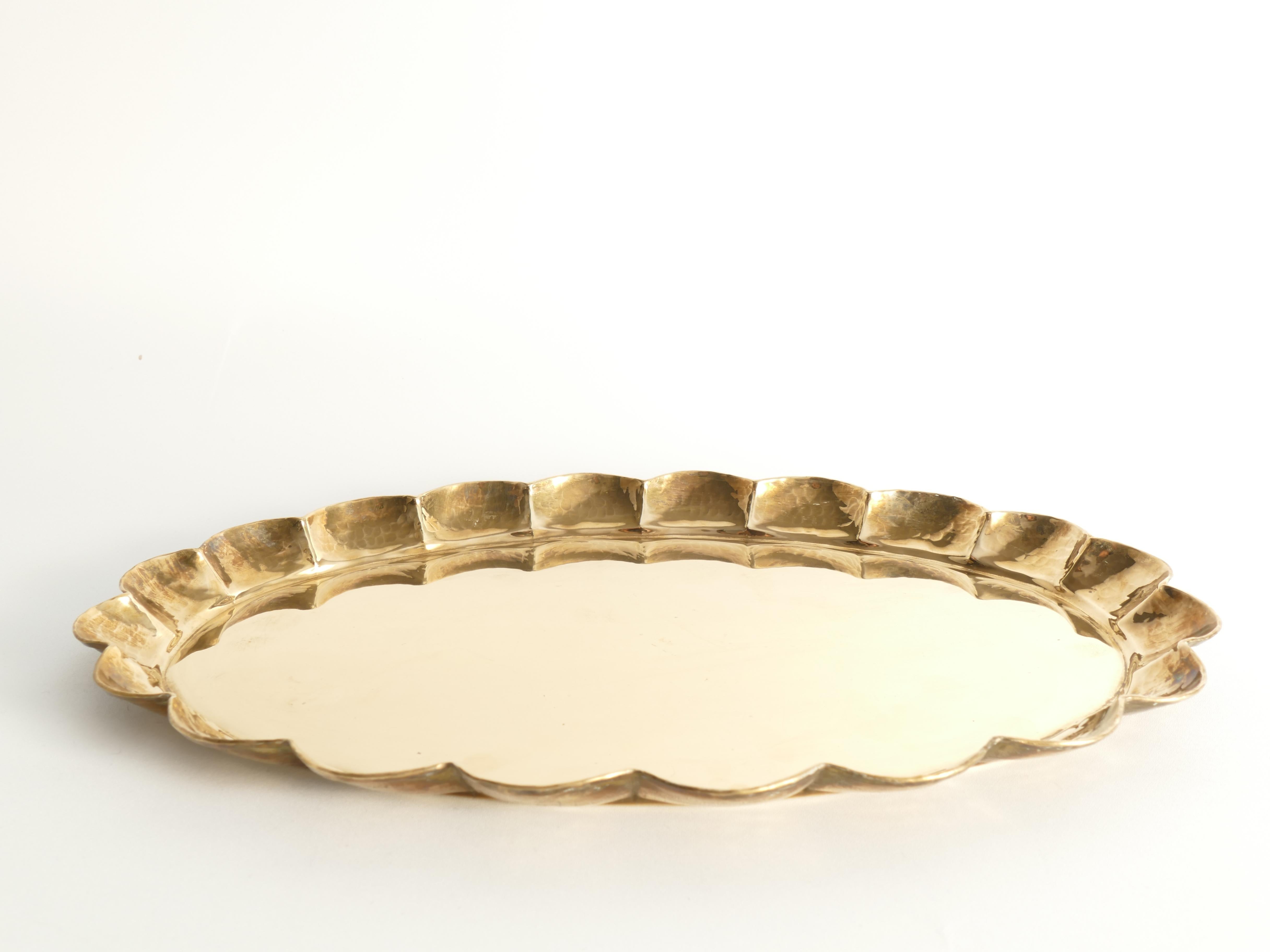 Hollywood Regency Oval Brass Tray by Arvid Johansson, Arvika Konstsmide, Sweden 7