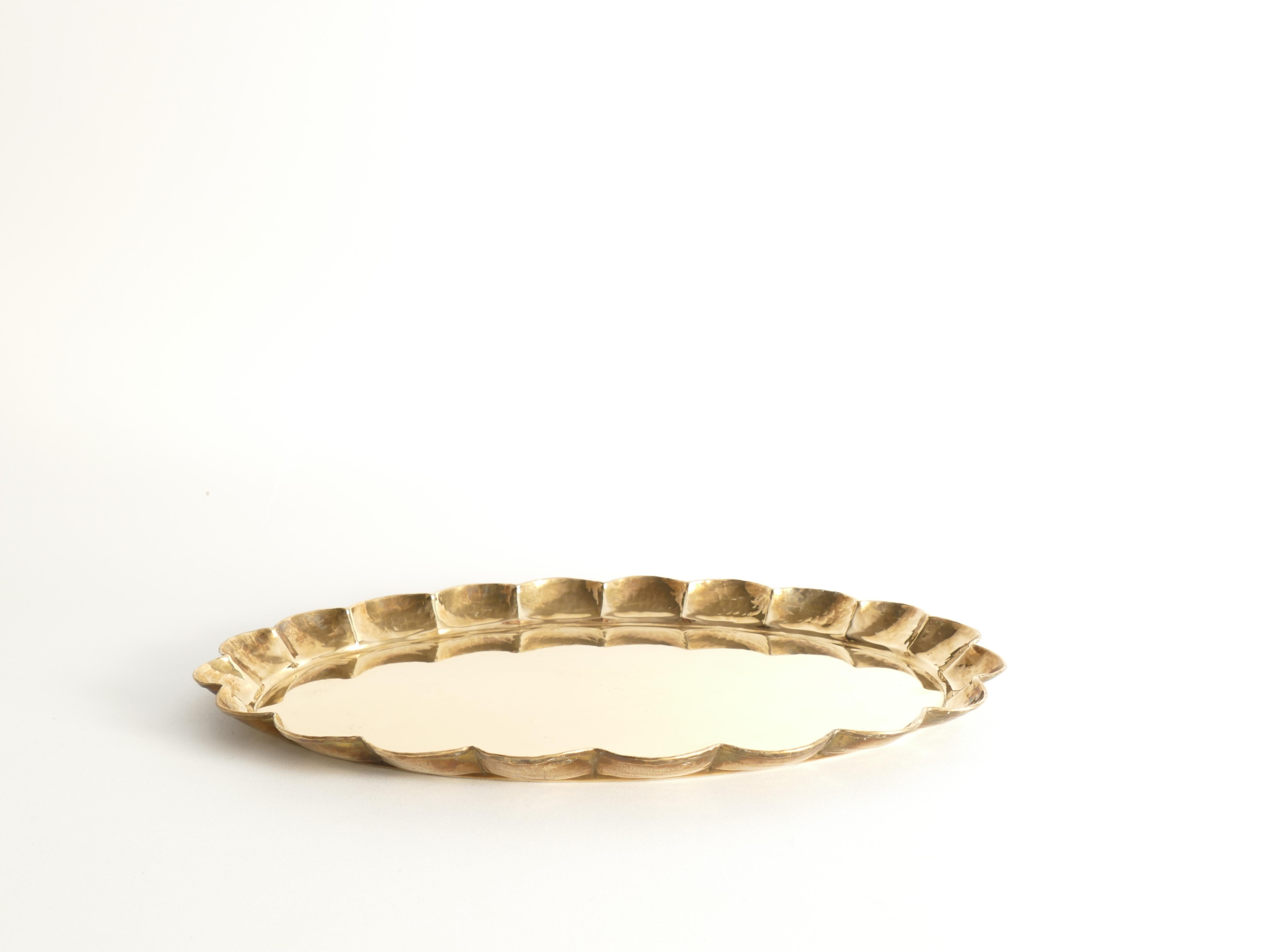 Hollywood Regency Oval Brass Tray by Arvid Johansson, Arvika Konstsmide, Sweden 8