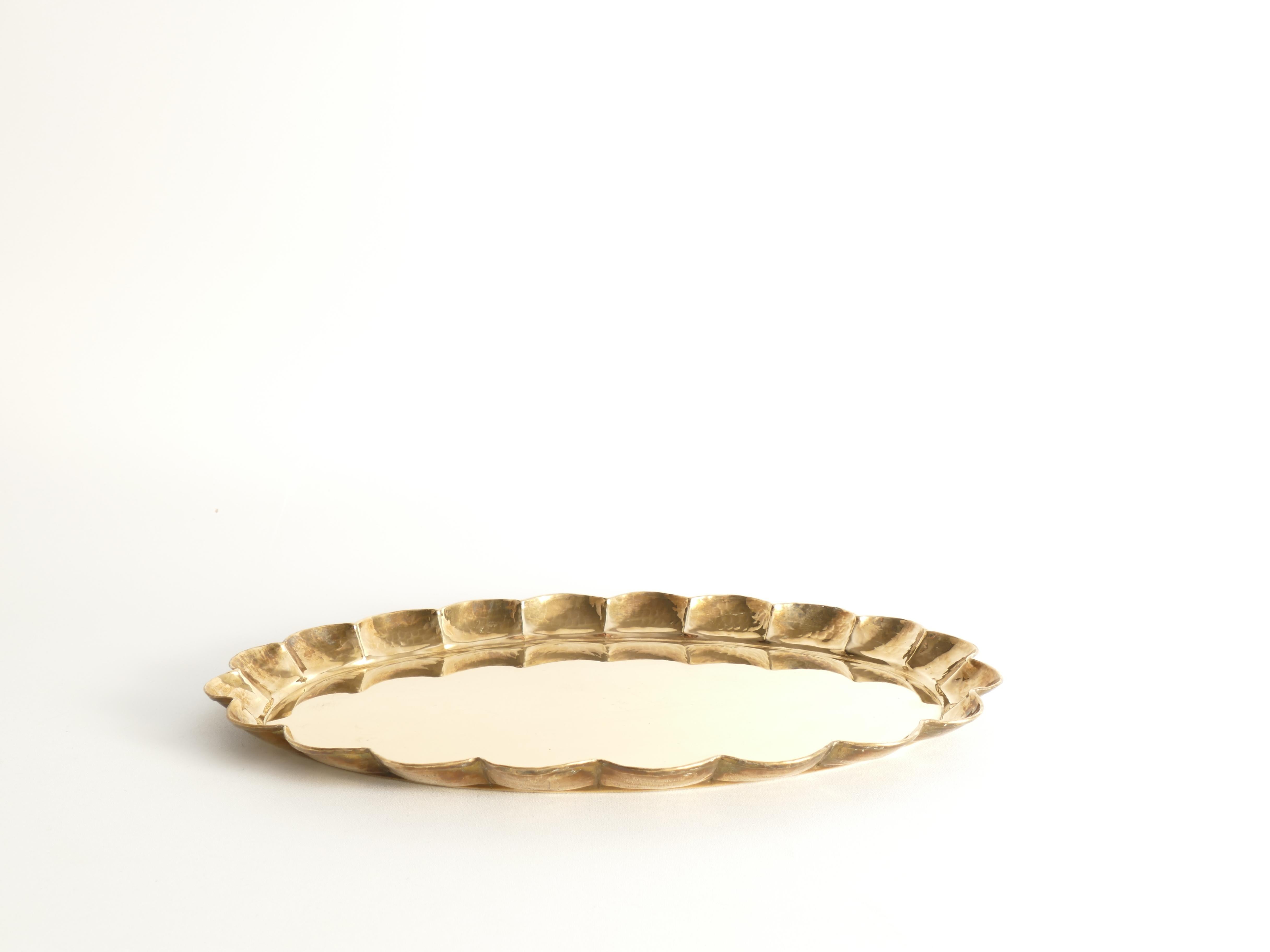 Hollywood Regency Oval Brass Tray by Arvid Johansson, Arvika Konstsmide, Sweden 9