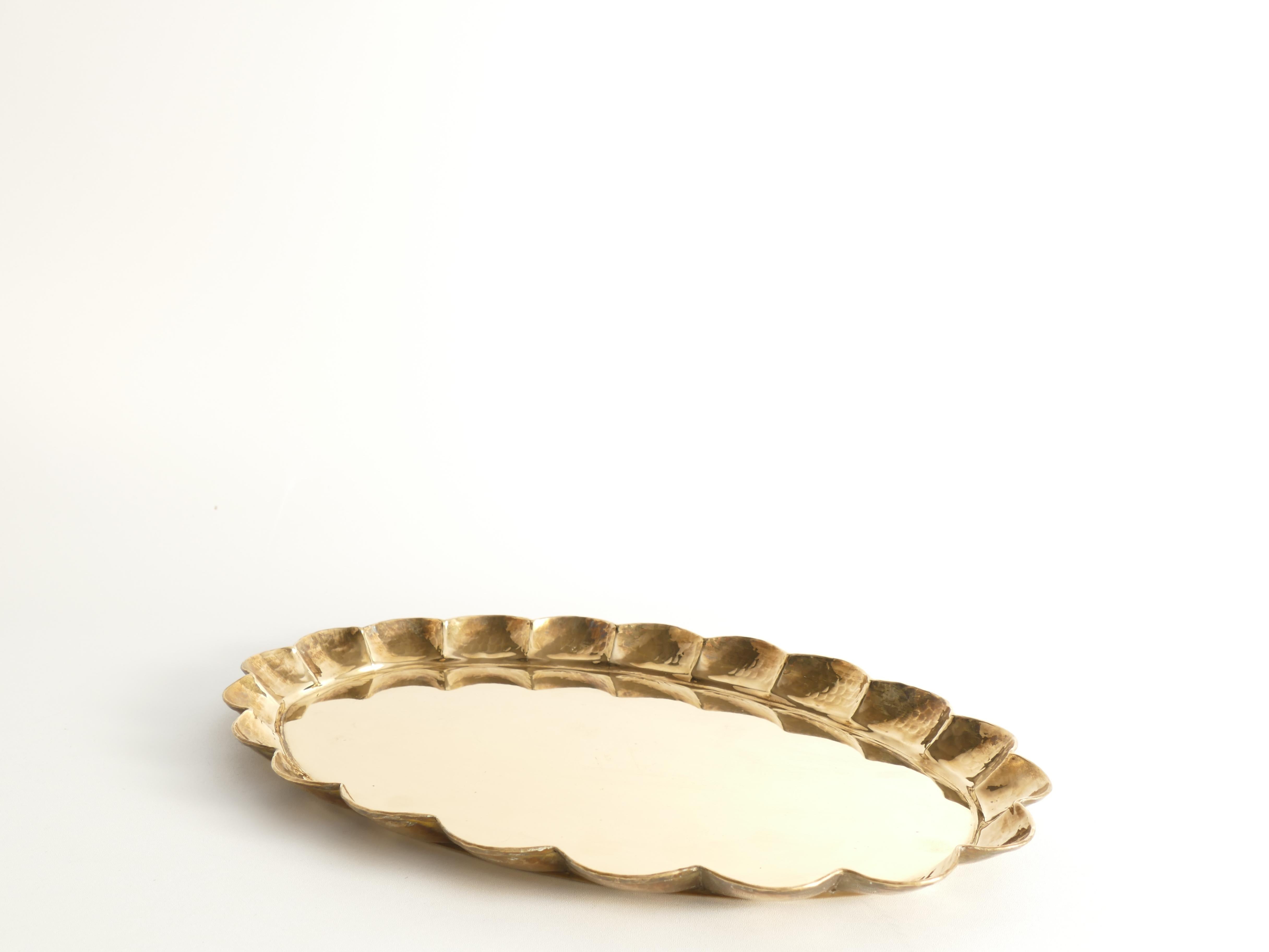 Hollywood Regency Oval Brass Tray by Arvid Johansson, Arvika Konstsmide, Sweden 10