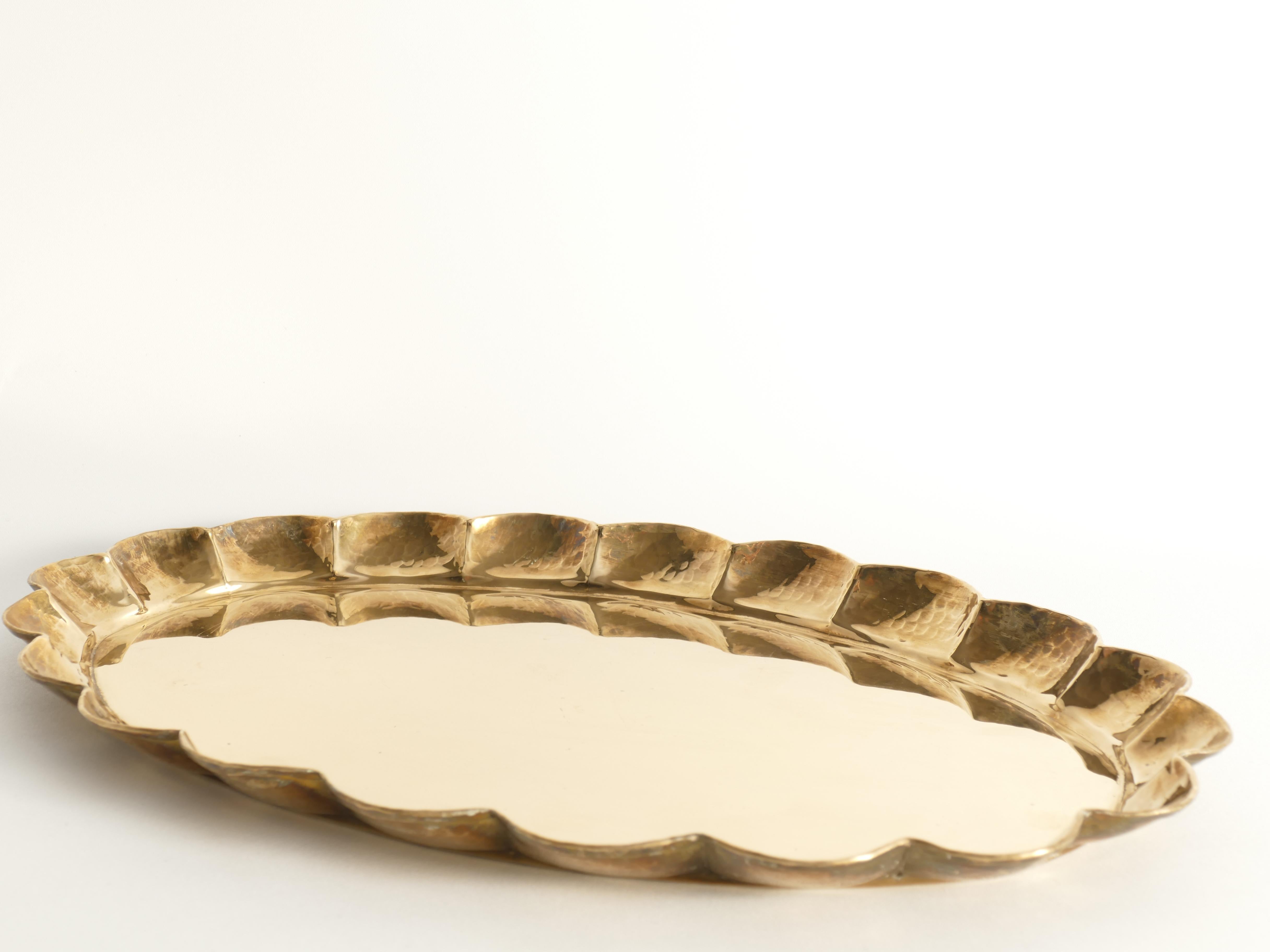 Hollywood Regency Oval Brass Tray by Arvid Johansson, Arvika Konstsmide, Sweden 11